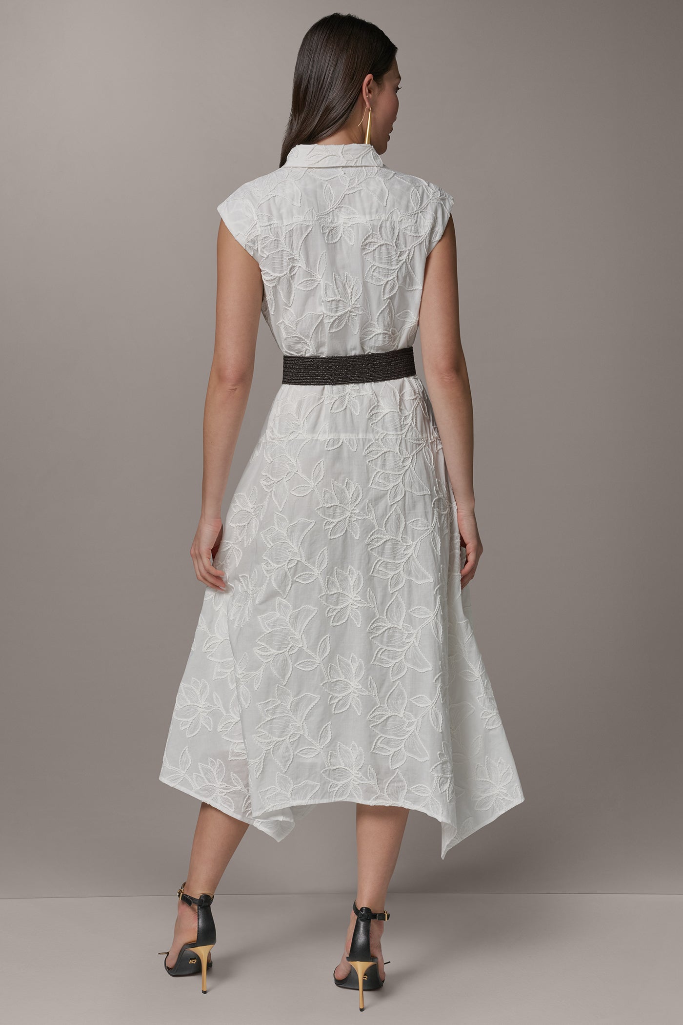 Cream SLEEVELESS MIDI SHIRT DRESS Donna Karan