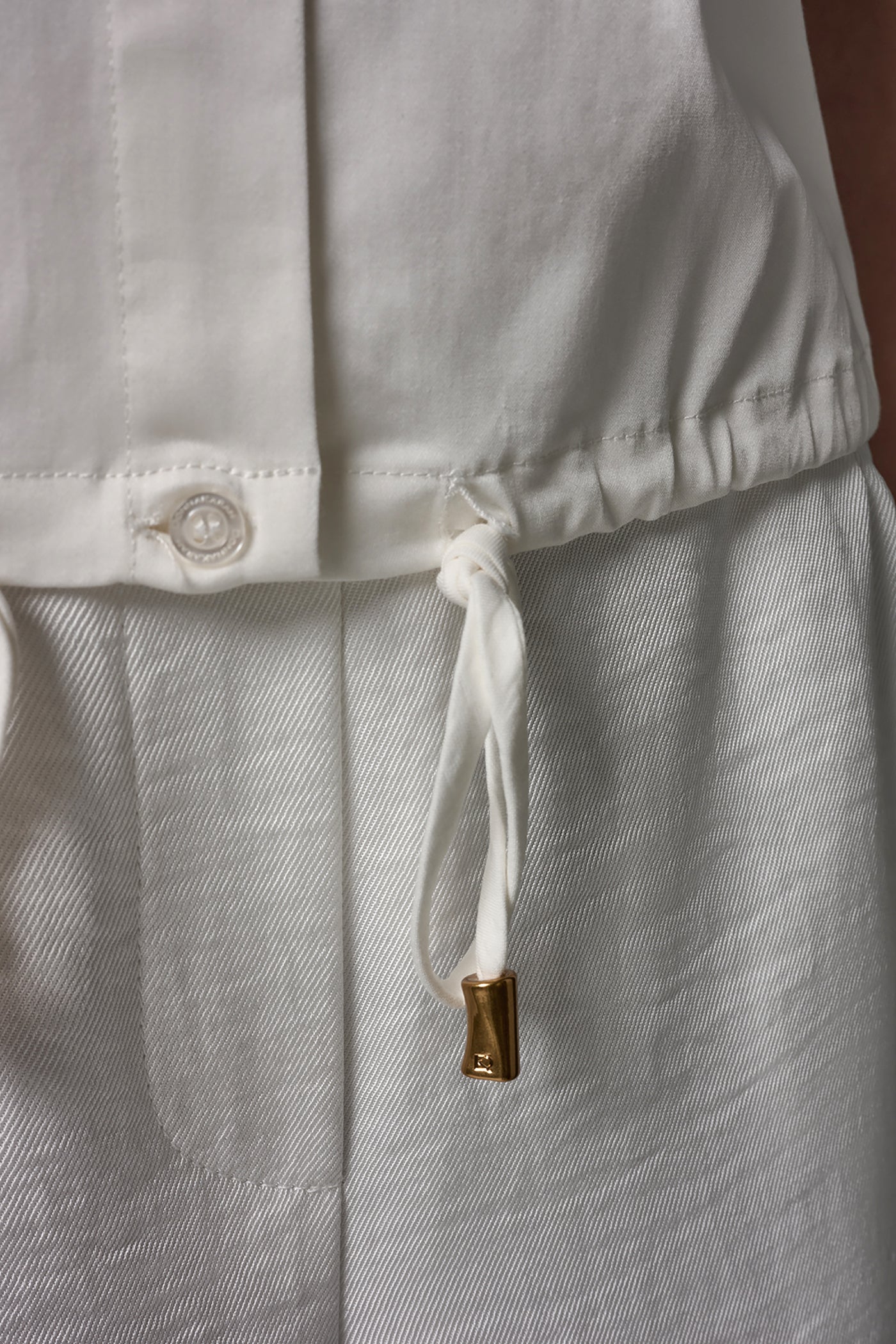 Cream SLEEVELESS DRAWSTRING HEM BLOUSE Donna Karan