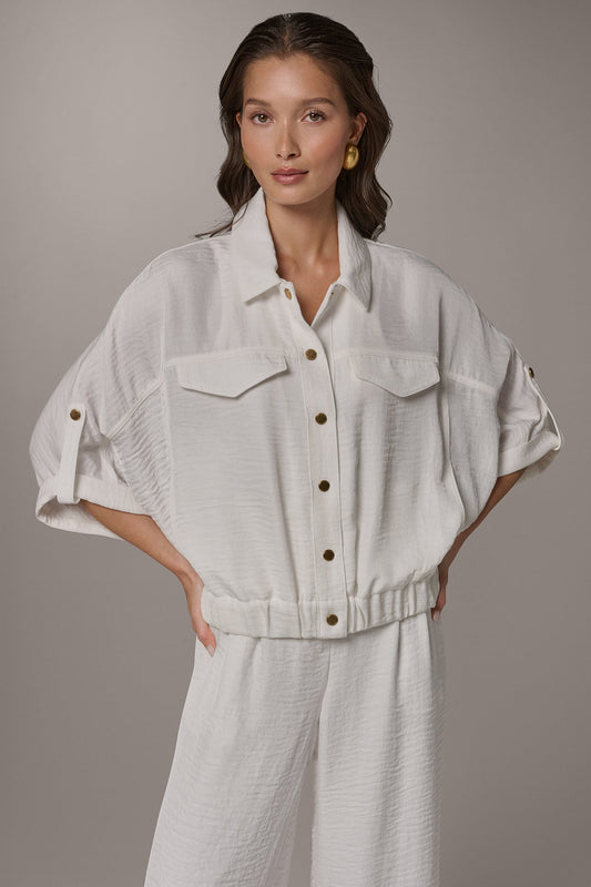 Cream CINCHED HEM SHIRT Donna Karan