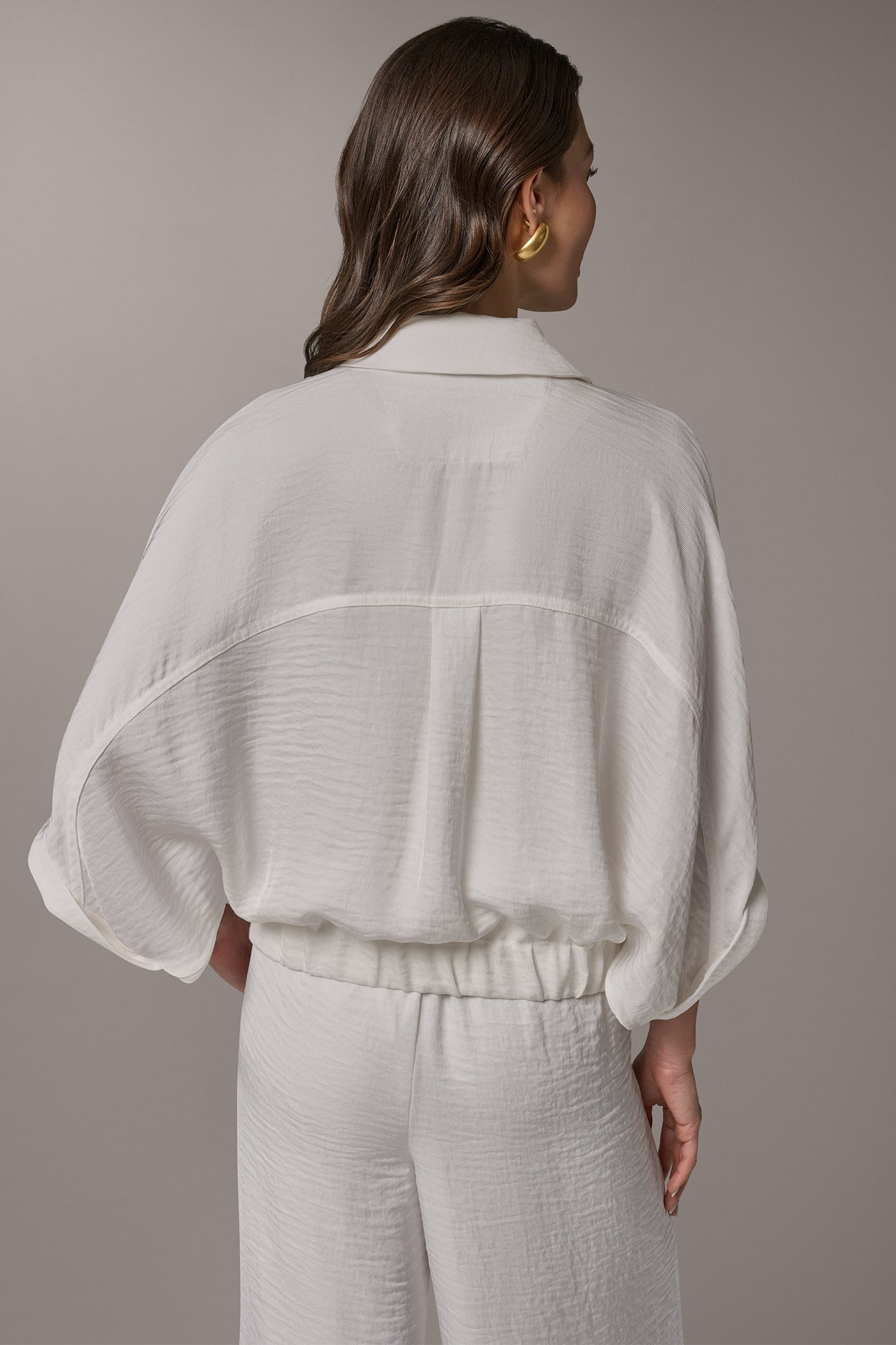 Cream CINCHED HEM SHIRT Donna Karan