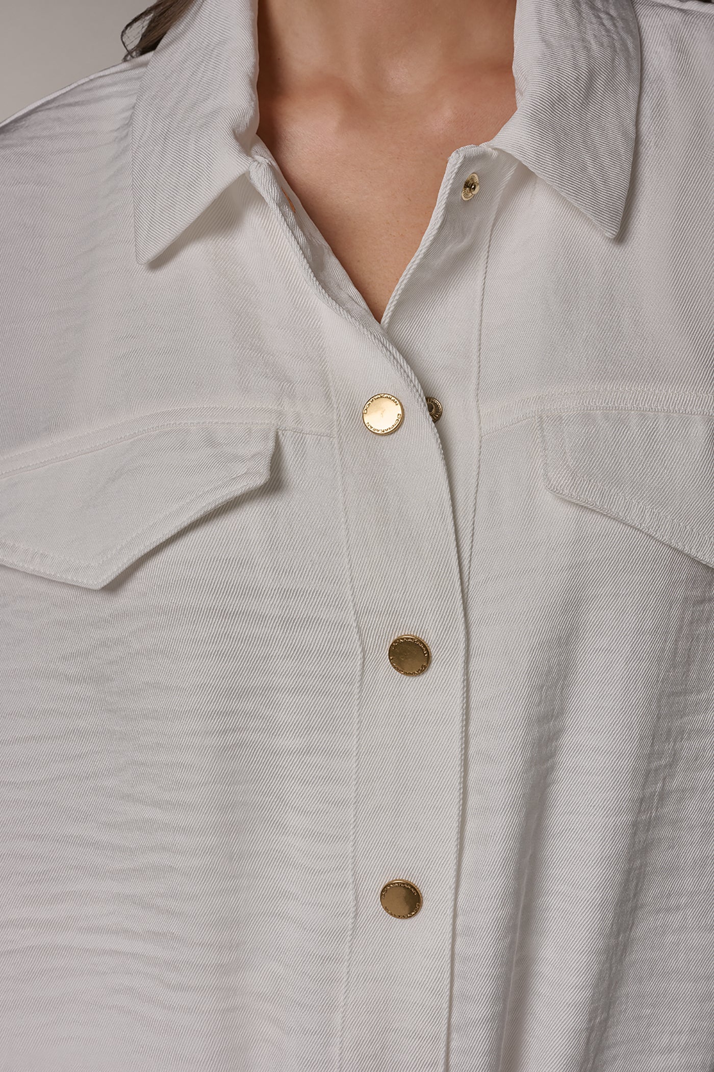Cream CINCHED HEM SHIRT Donna Karan
