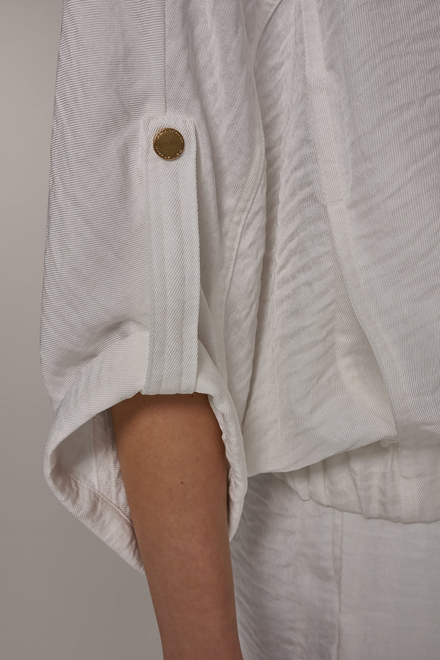 Cream CINCHED HEM SHIRT Donna Karan