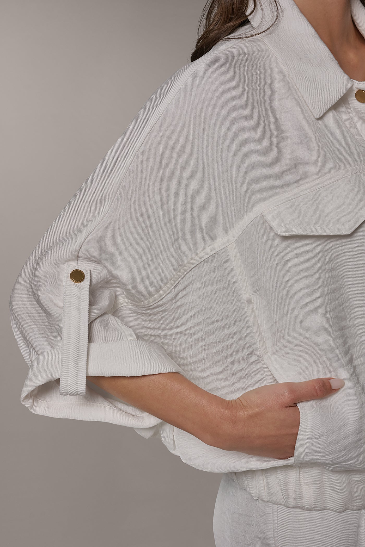 Cream CINCHED HEM SHIRT Donna Karan