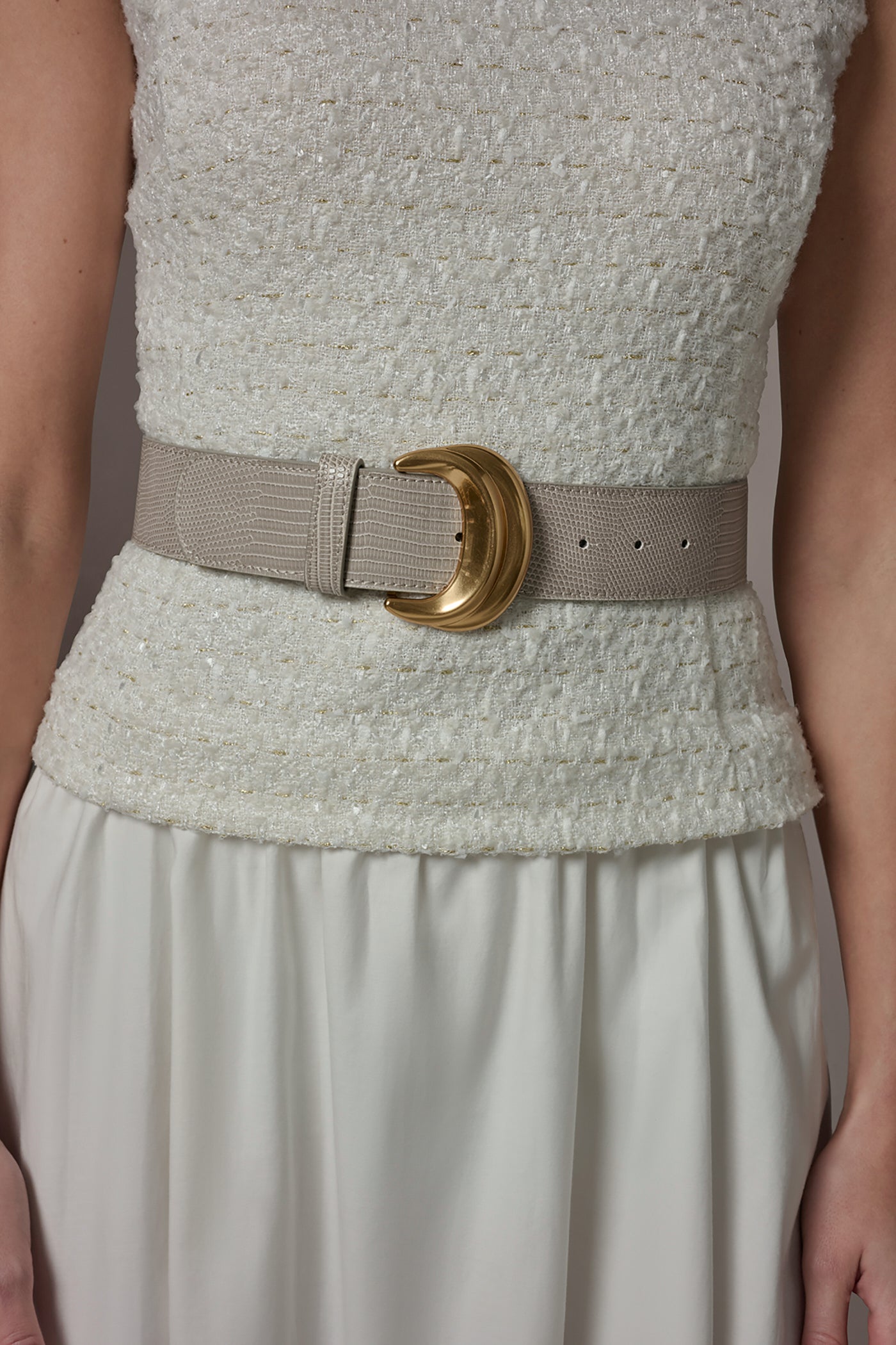 Cream TWEED MIXED MEDIA MIDI TANK DRESS Donna Karan