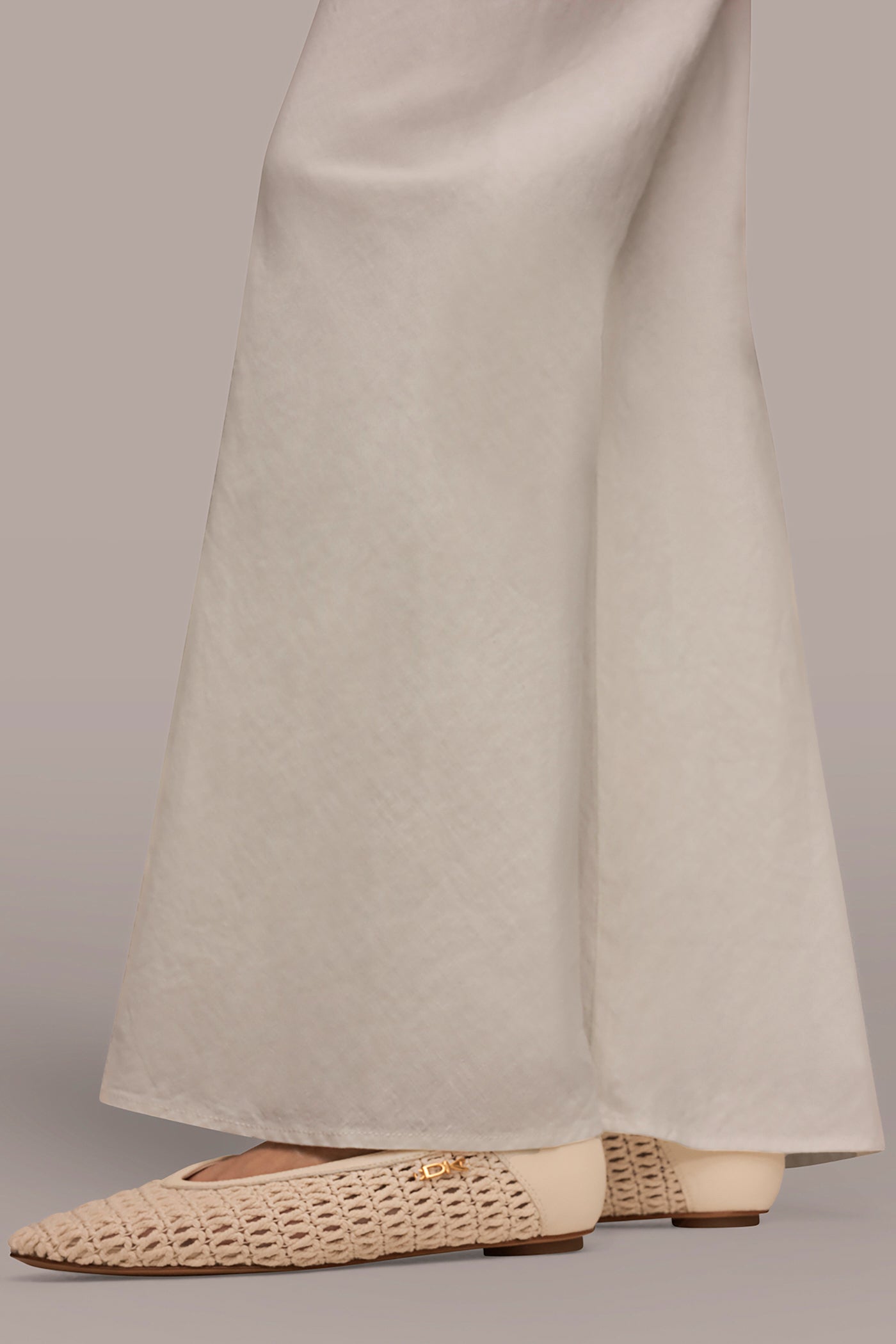Cream MID-RISE RELAXED ANKLE PANT Donna Karan