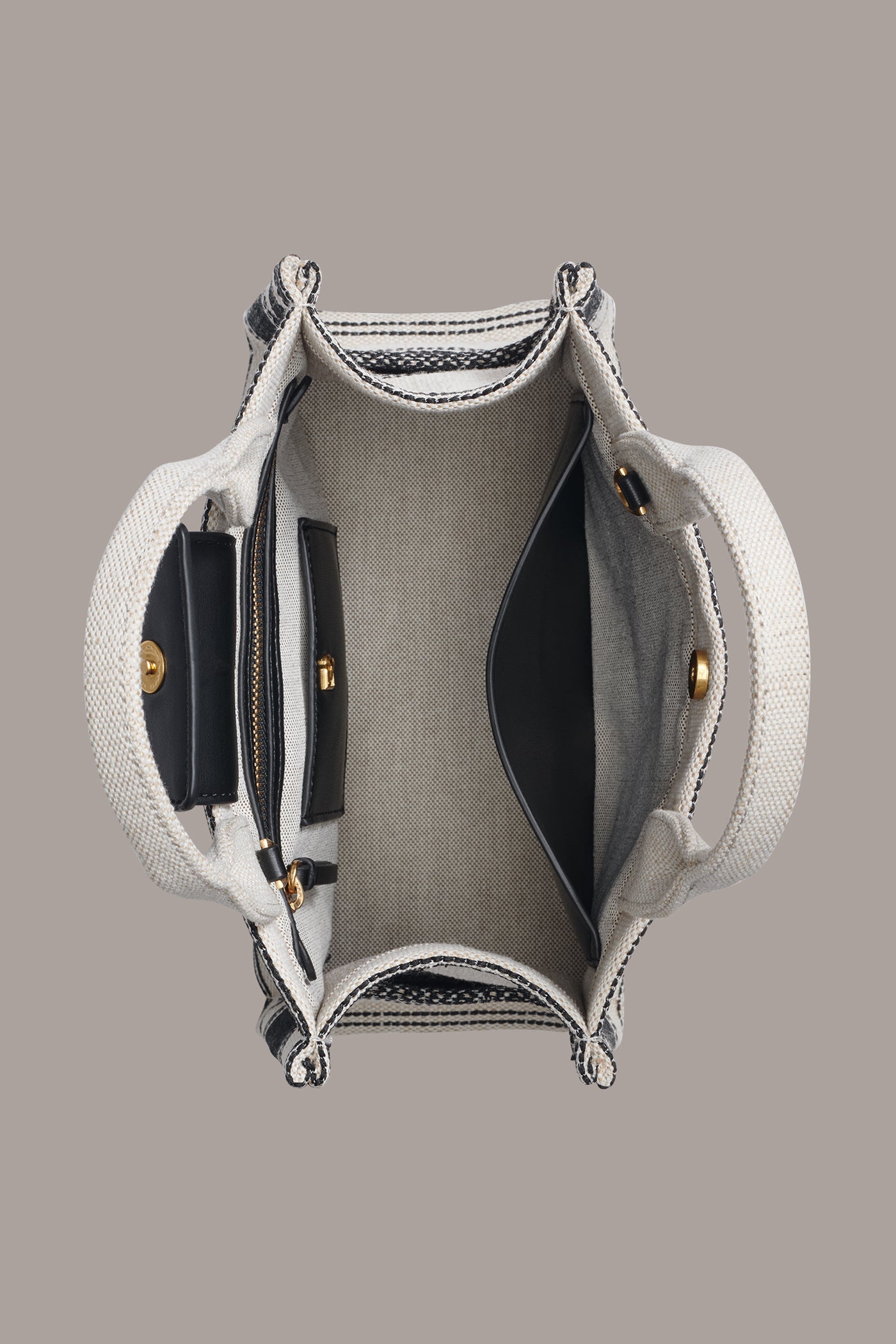 Neutral/Black MERINO SMALL TOTE Donna Karan