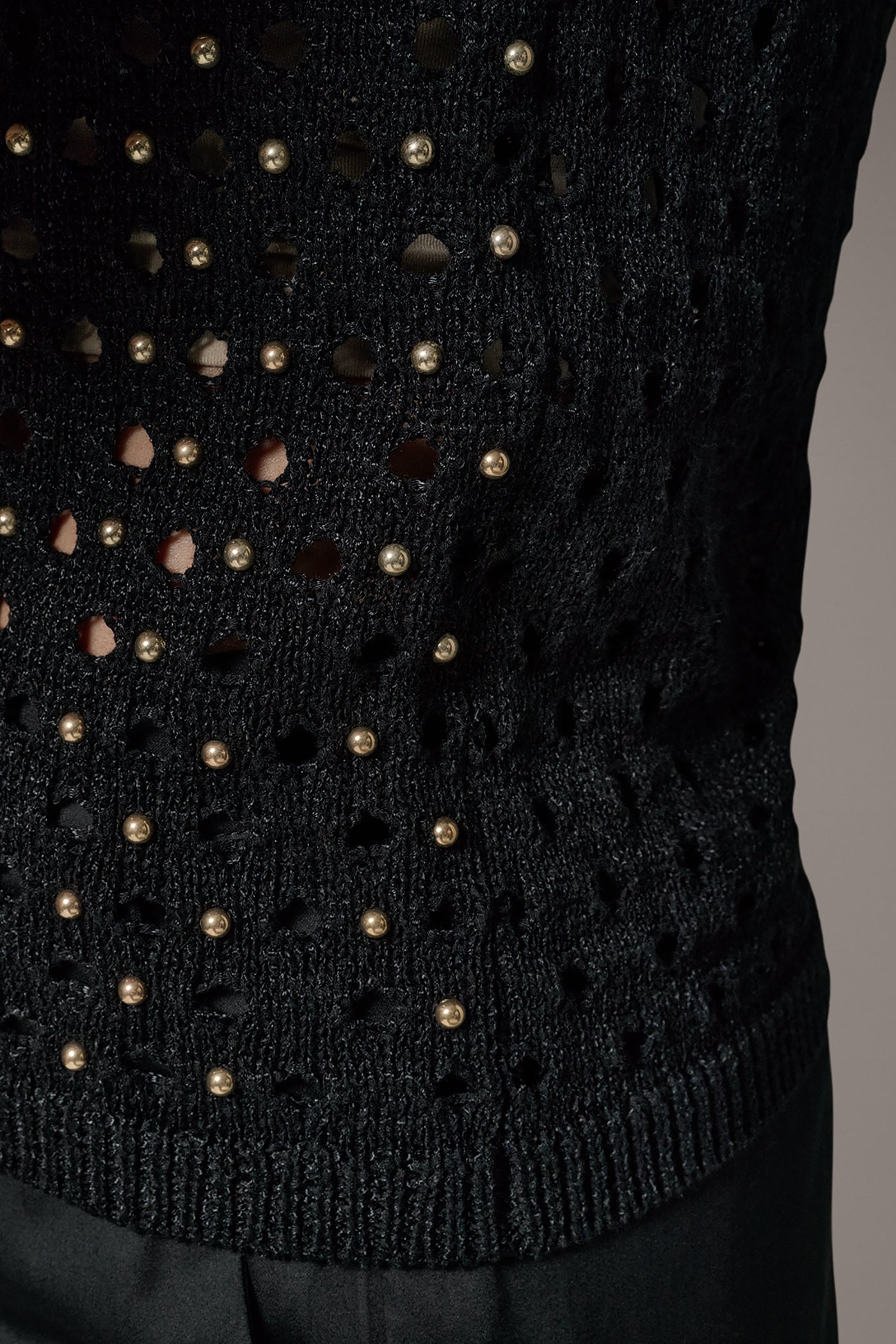 Black SLEEVELESS OPEN-STITCH HALTER SWEATER Donna Karan