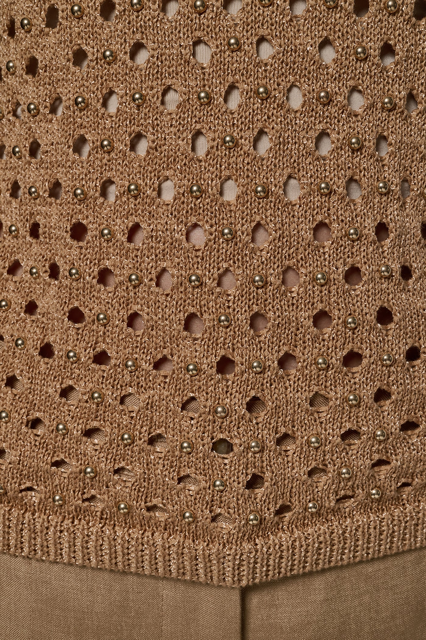 Fawn SLEEVELESS OPEN-STITCH HALTER SWEATER Donna Karan