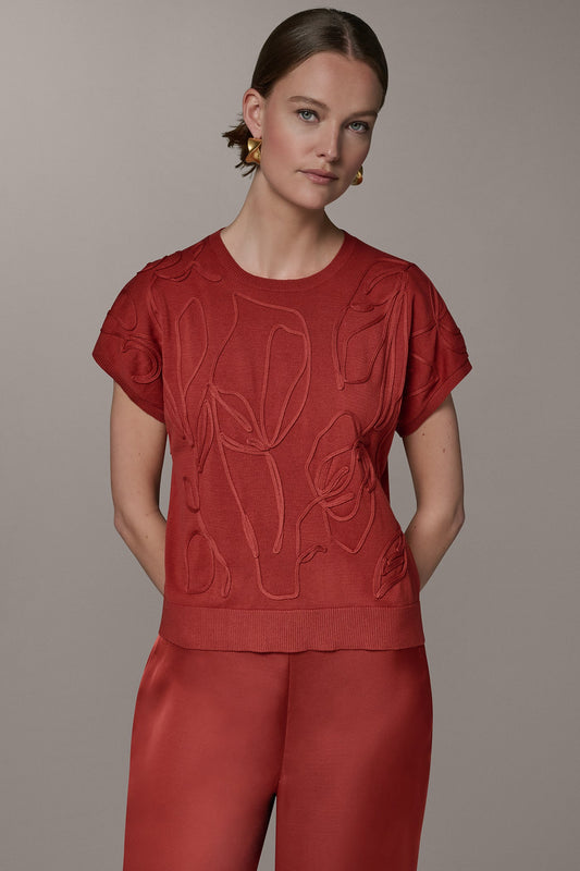 Sunbaked SHORT SLEEVE GEOMETRIC SWEATER Donna Karan