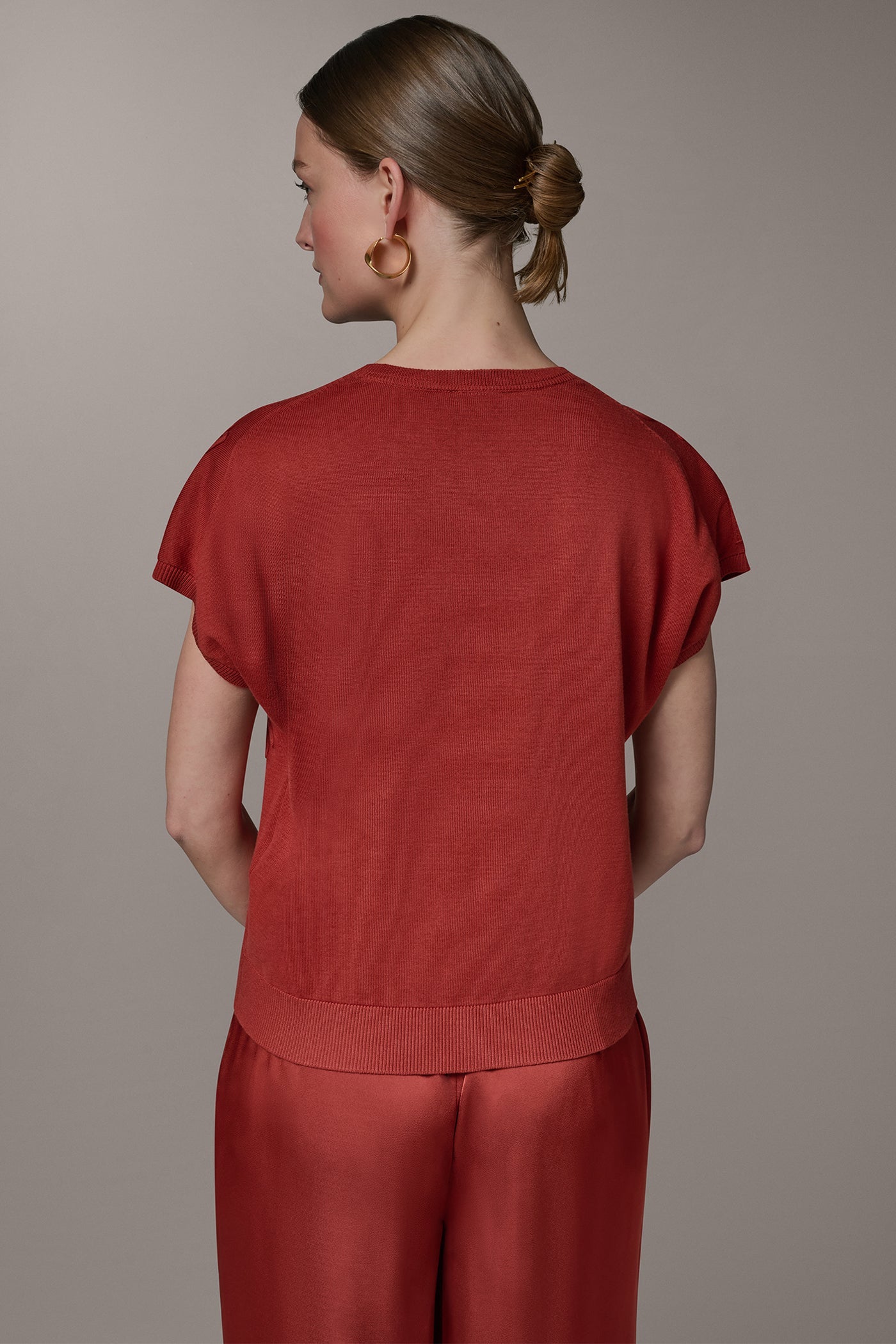 Sunbaked SHORT SLEEVE GEOMETRIC SWEATER Donna Karan