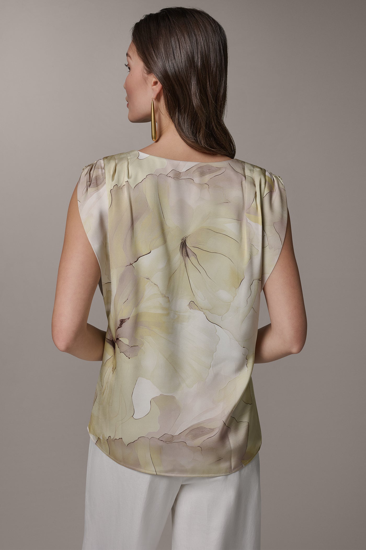 Citrus Green Combo SLEEVELESS EXTENDED SHOULDER TOP Donna Karan