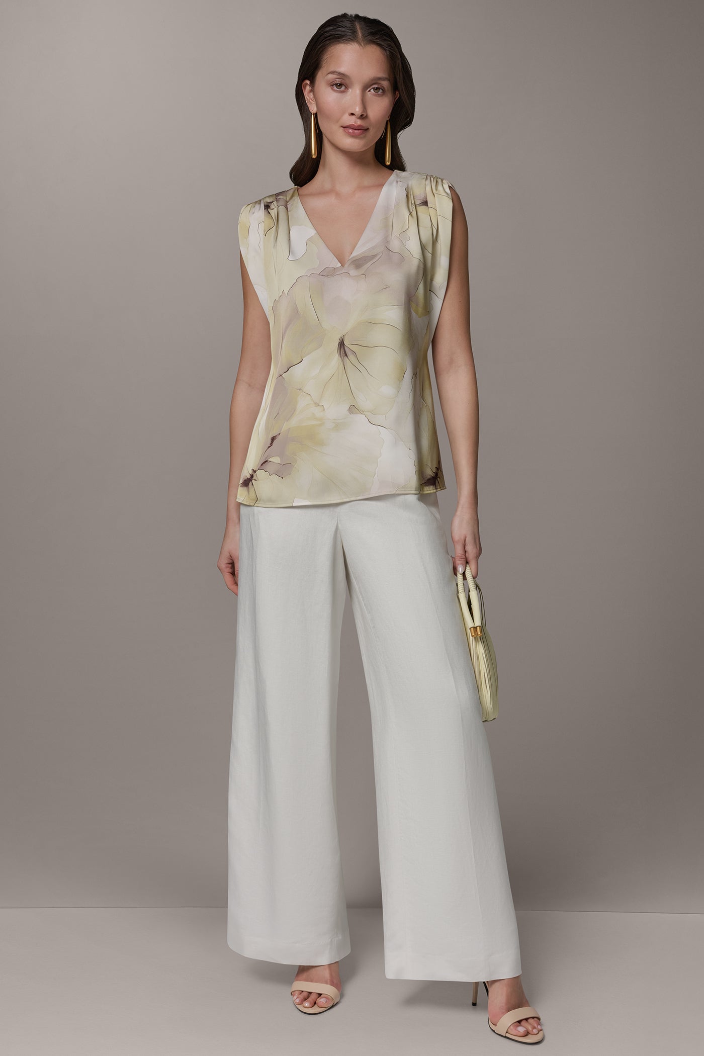 Citrus Green Combo SLEEVELESS EXTENDED SHOULDER TOP Donna Karan