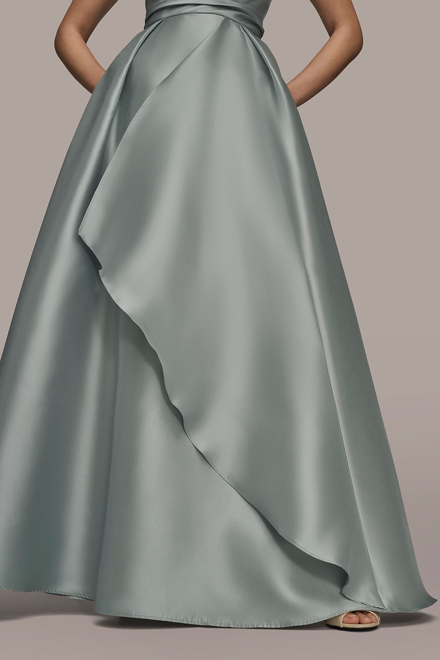 MISTY BLUE MIKADO SATIN STRAPLESS GOWN Donna Karan