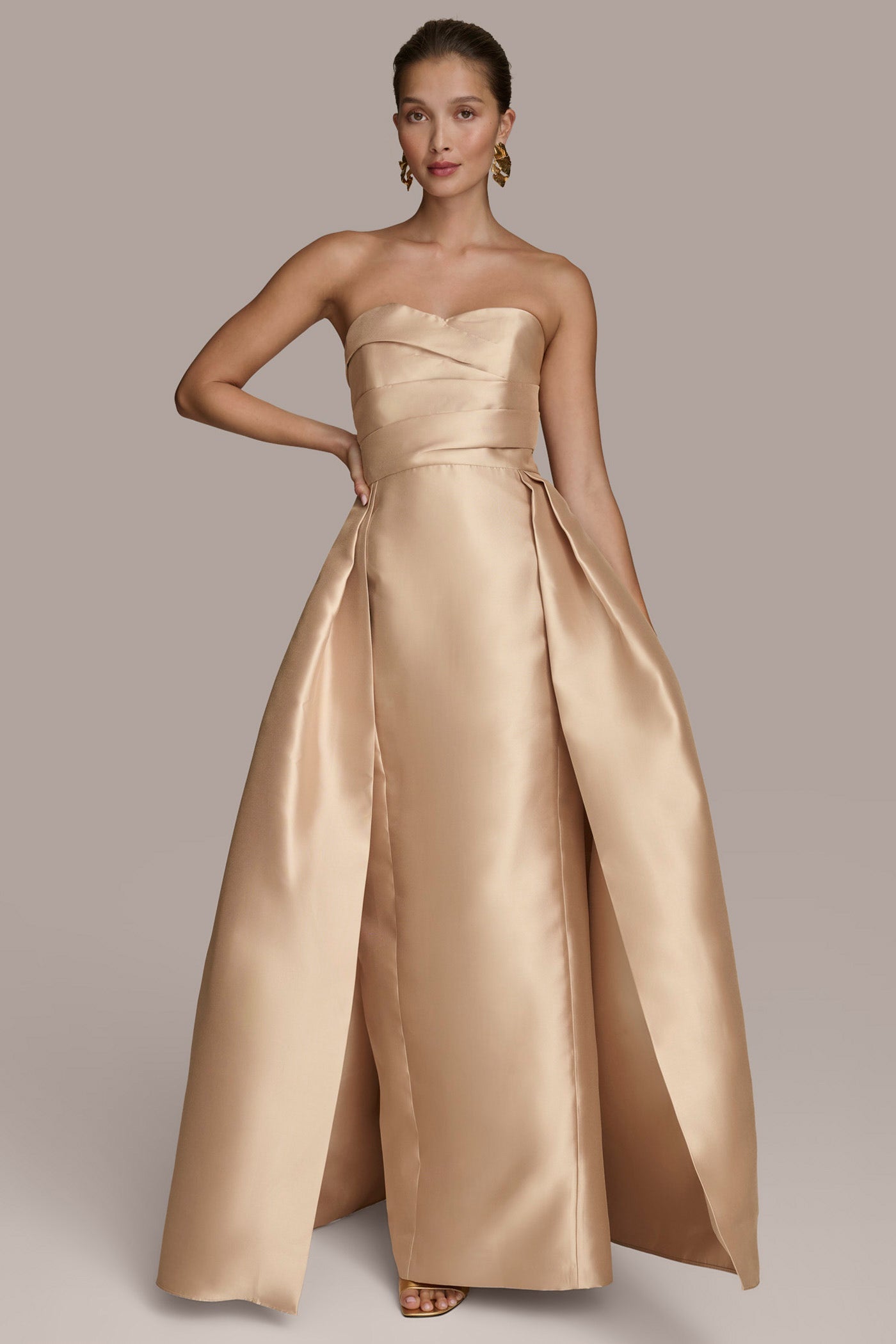 Gold MIKADO STRAPLESS SWEETHEART BALL GOWN Donna Karan