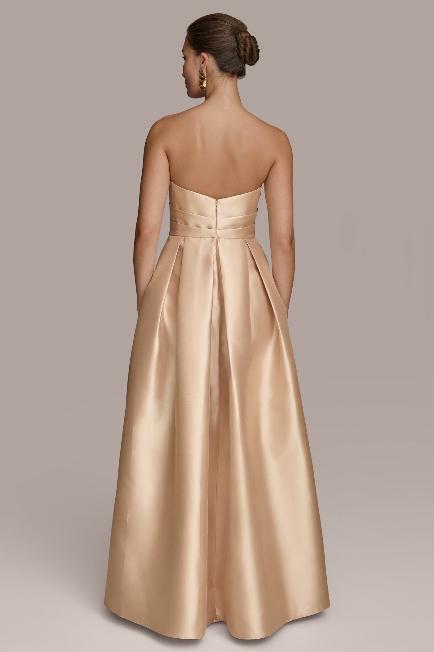 Gold MIKADO STRAPLESS SWEETHEART BALL GOWN Donna Karan