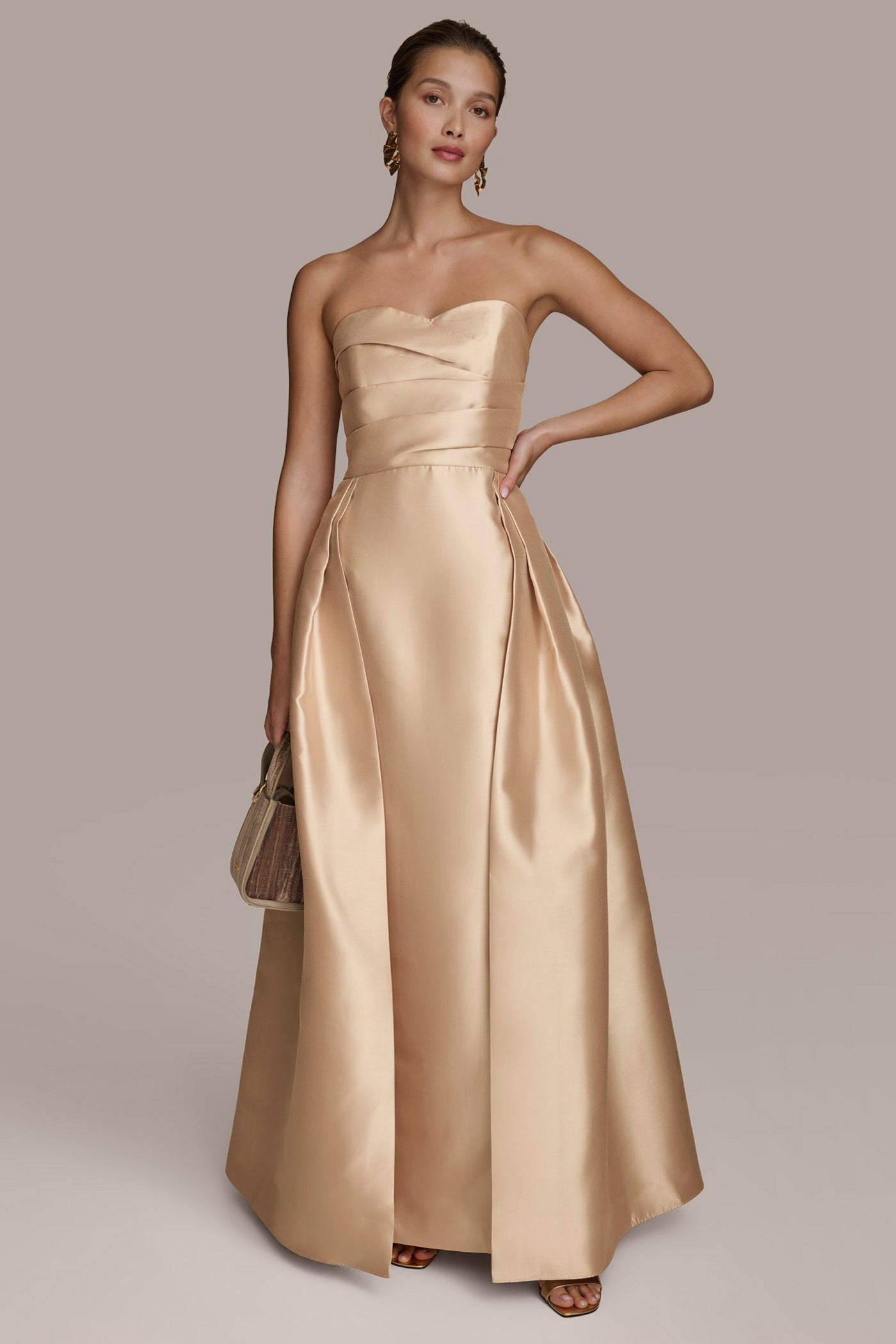 Gold MIKADO STRAPLESS SWEETHEART BALL GOWN Donna Karan