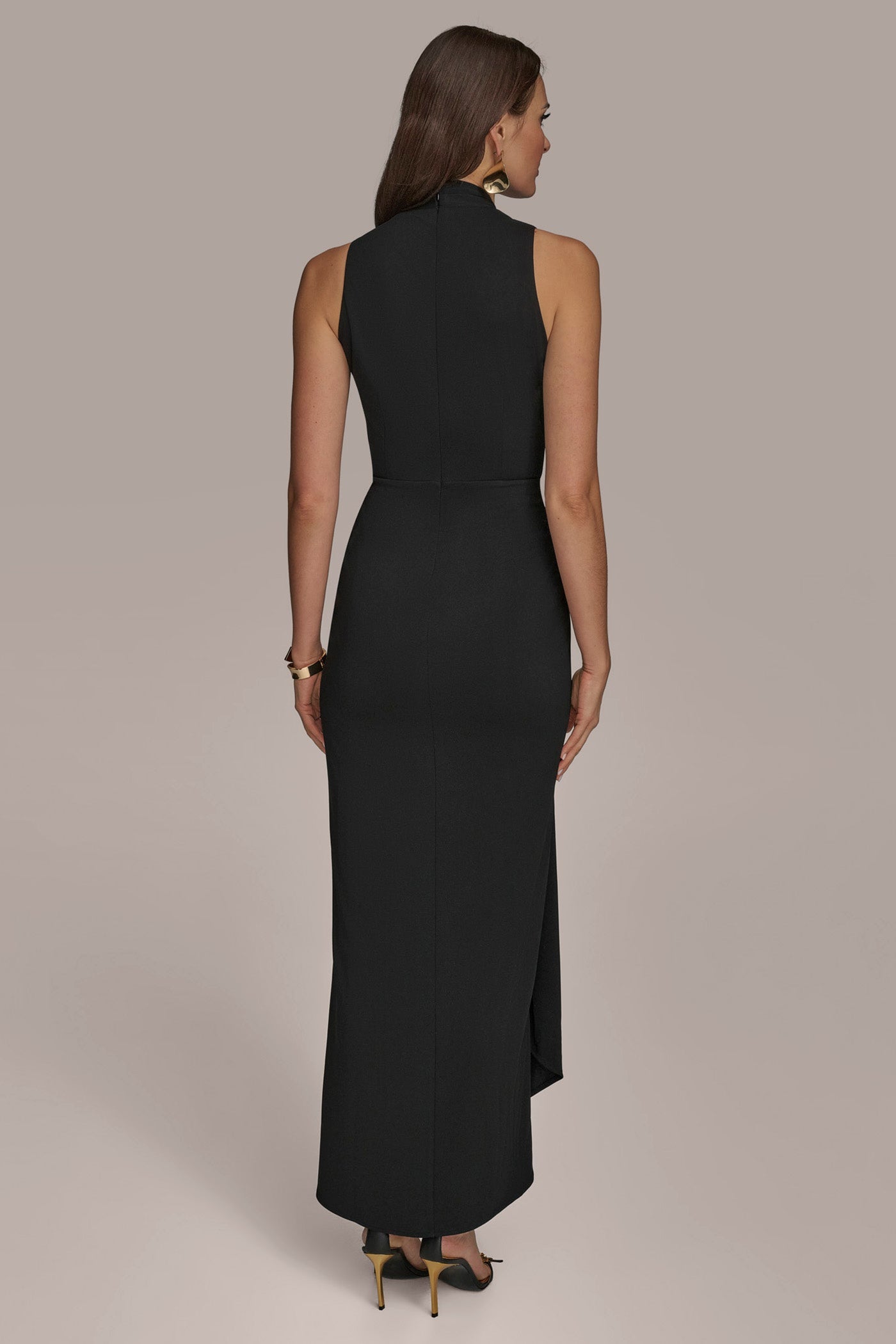 Black WRAP-EFFECT GOWN Donna Karan