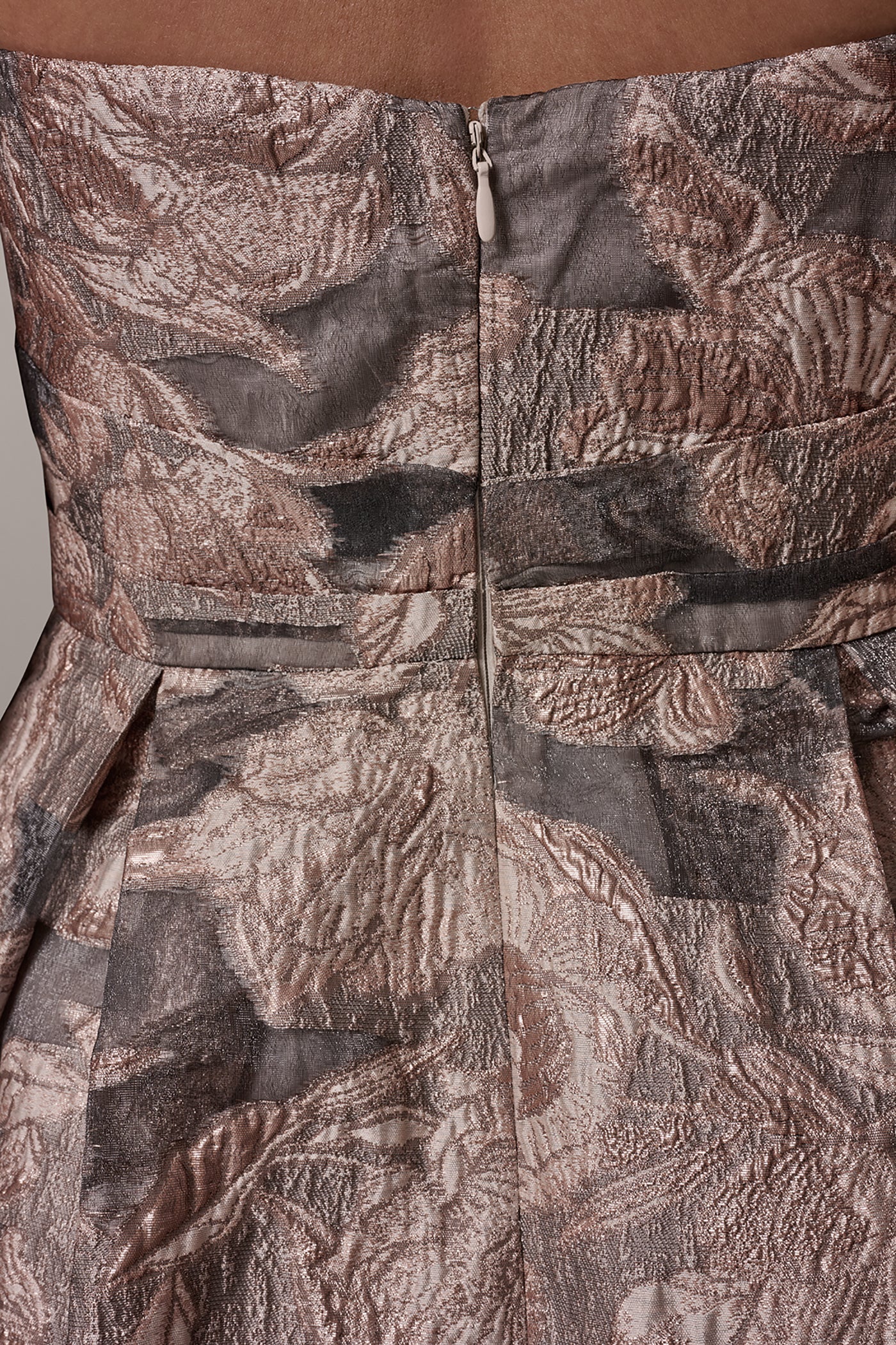 Snow Petal Multi FLORAL-JACQUARD STRAPLESS BALL GOWN Donna Karan