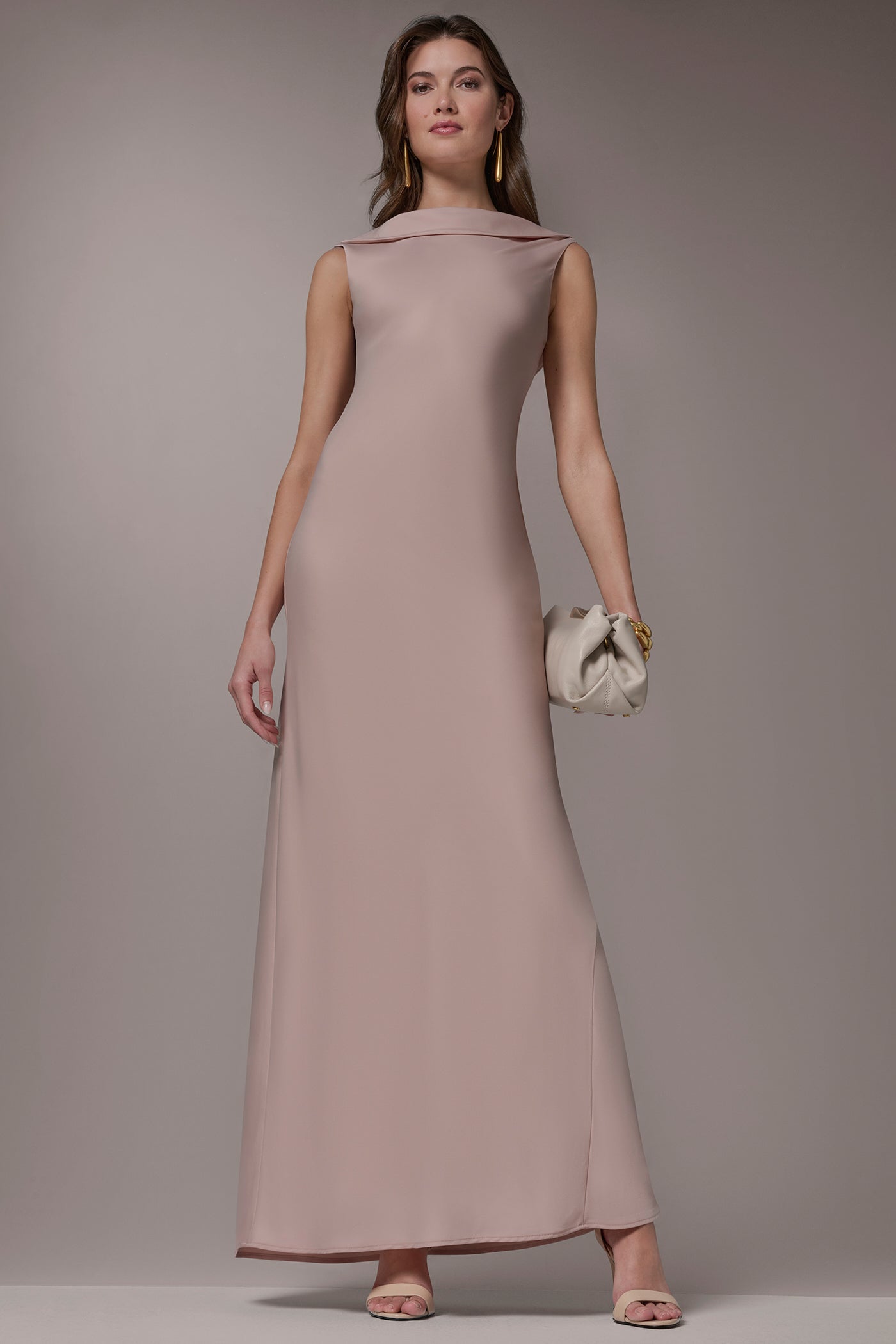 Snow Petal SATIN RUFFLE BACK GOWN Donna Karan