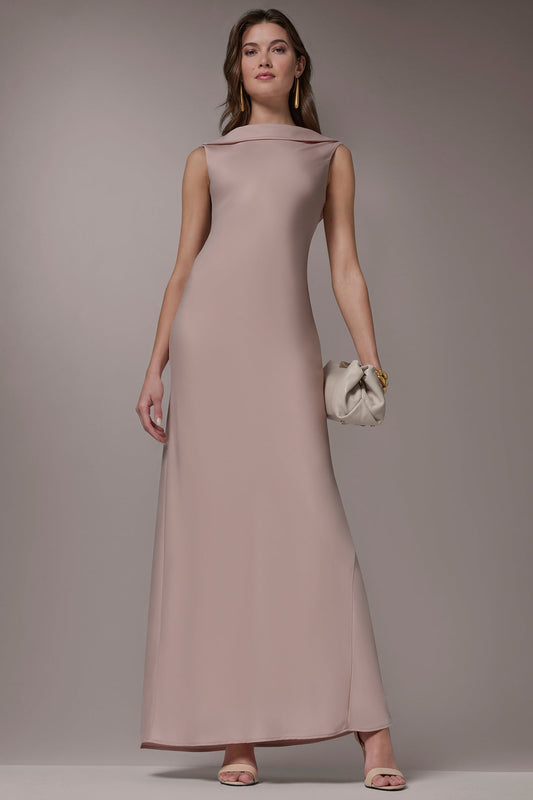 Snow Petal SATIN RUFFLE BACK GOWN Donna Karan