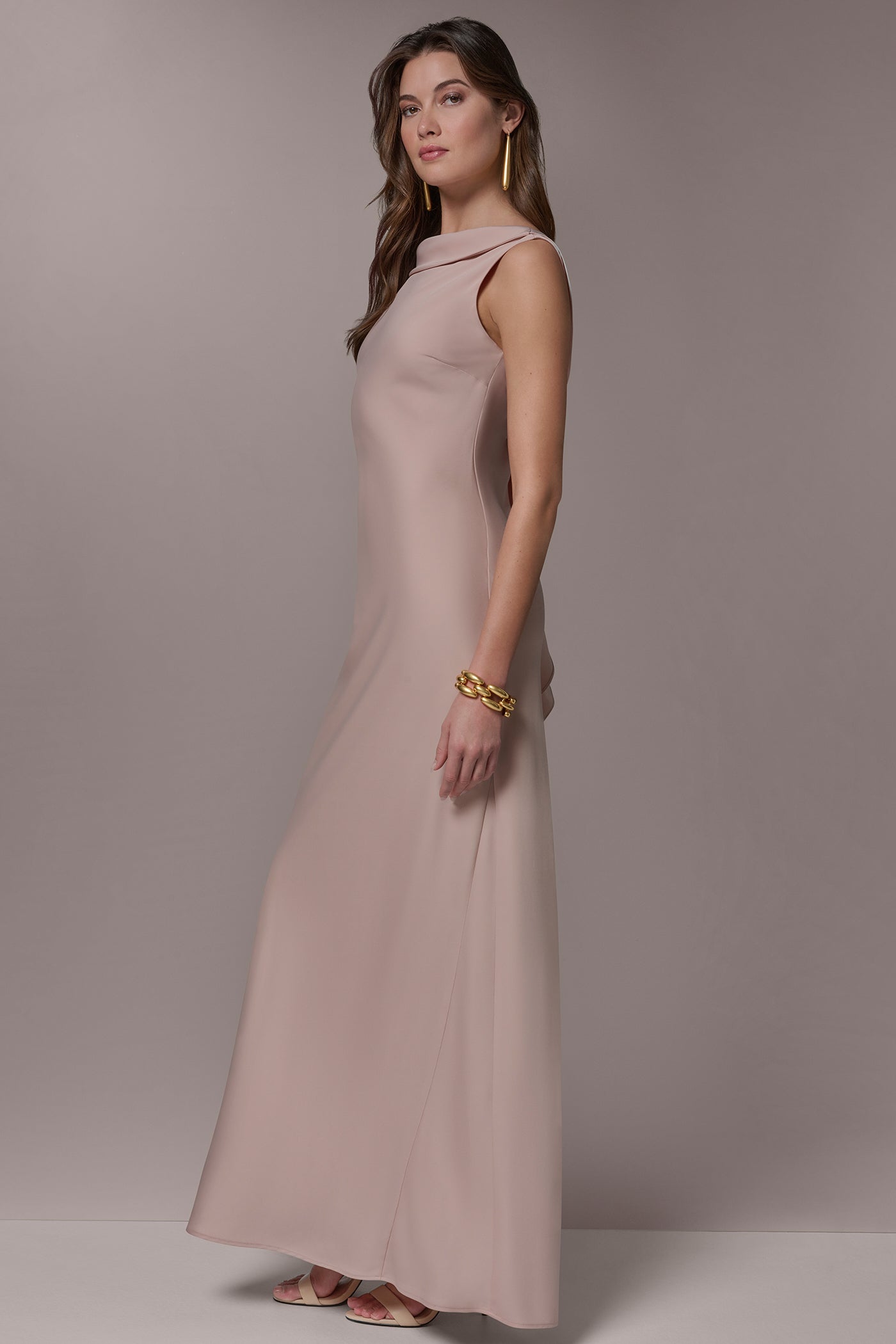 Snow Petal SATIN RUFFLE BACK GOWN Donna Karan