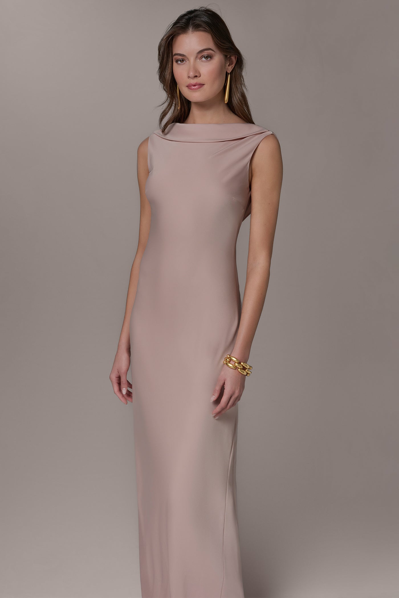 Snow Petal SATIN RUFFLE BACK GOWN Donna Karan