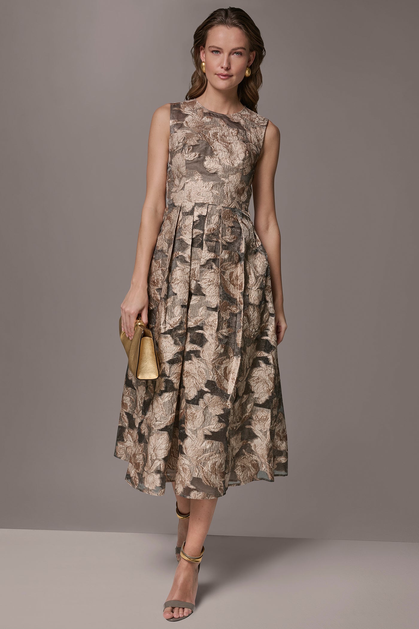 Snow Petal Multi FLORAL-JACQUARD MIDI GOWN Donna Karan