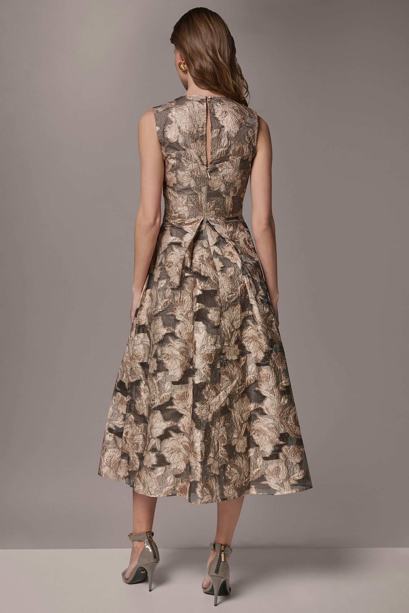 Snow Petal Multi FLORAL-JACQUARD MIDI GOWN Donna Karan