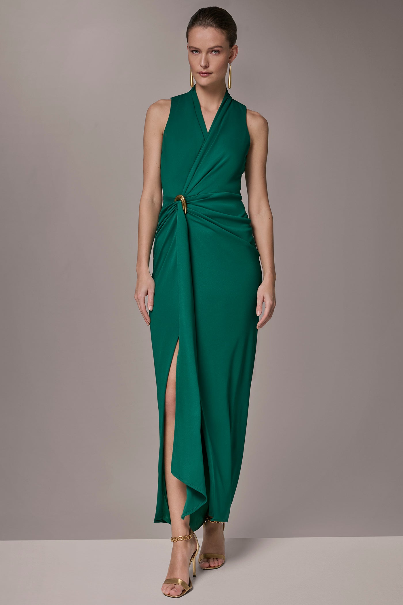 Lawn SLEEVELESS WRAP V-NECK GOWN Donna Karan
