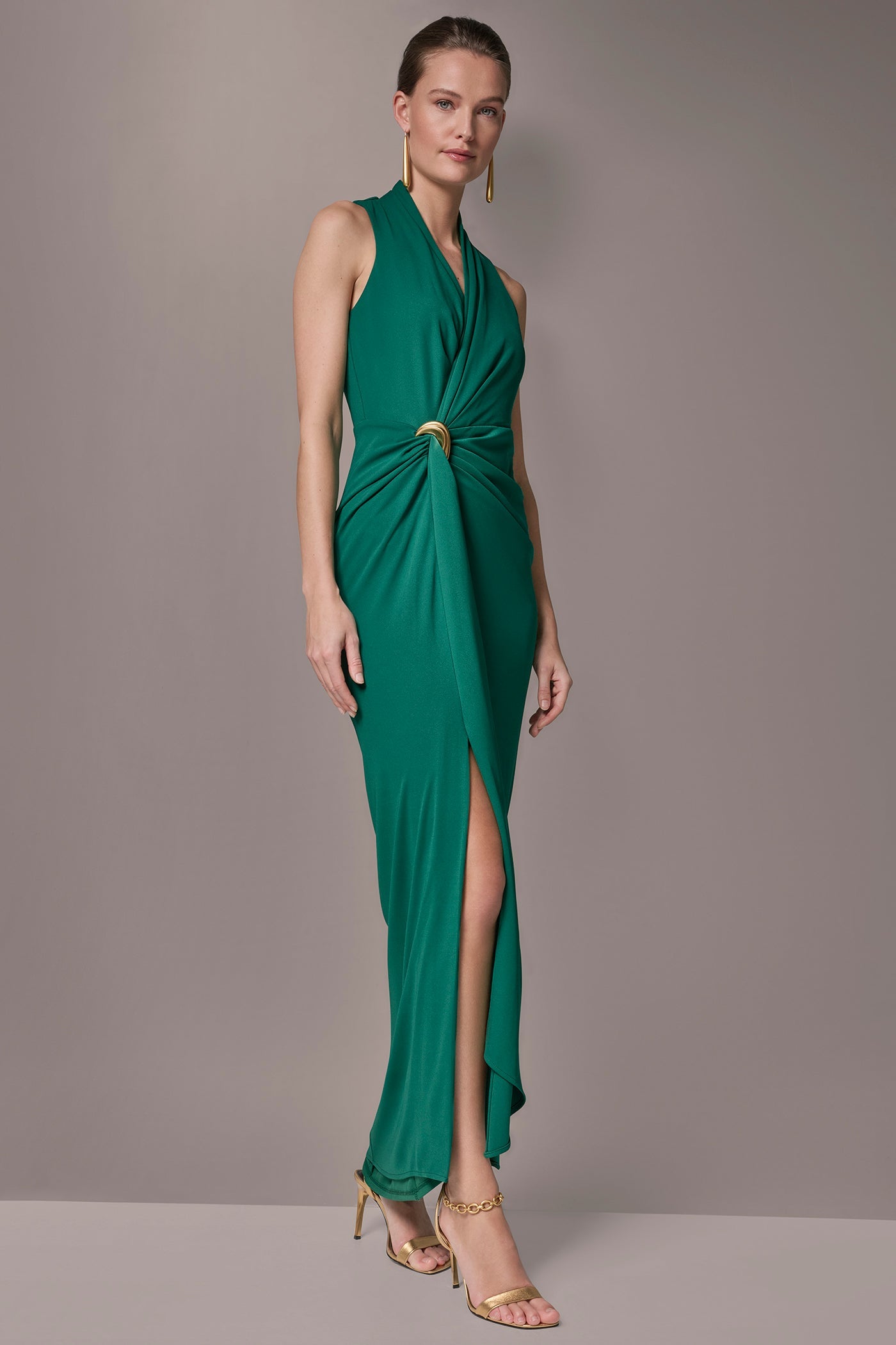 Lawn SLEEVELESS WRAP V-NECK GOWN Donna Karan
