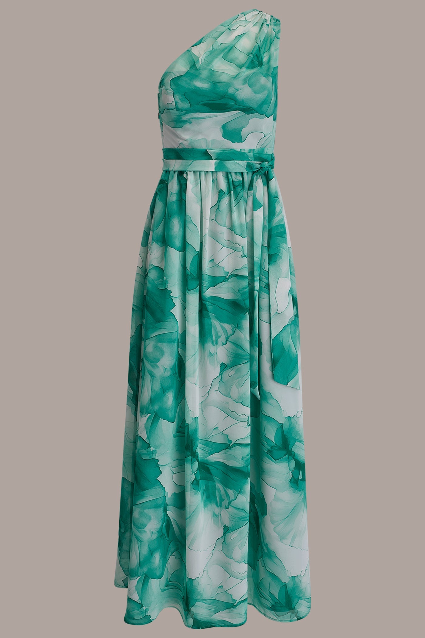 Lawn Multi CHIFFON FLORAL ONE-SHOULDER GOWN Donna Karan