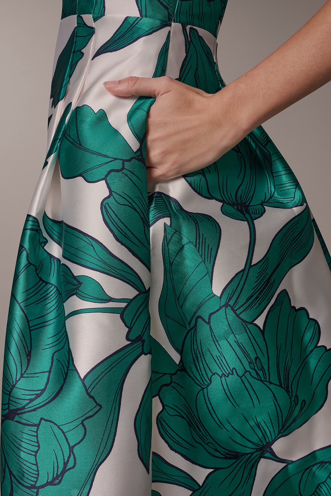 Cream/Lawn Multi MIKADO FLORAL MIDI GOWN Donna Karan
