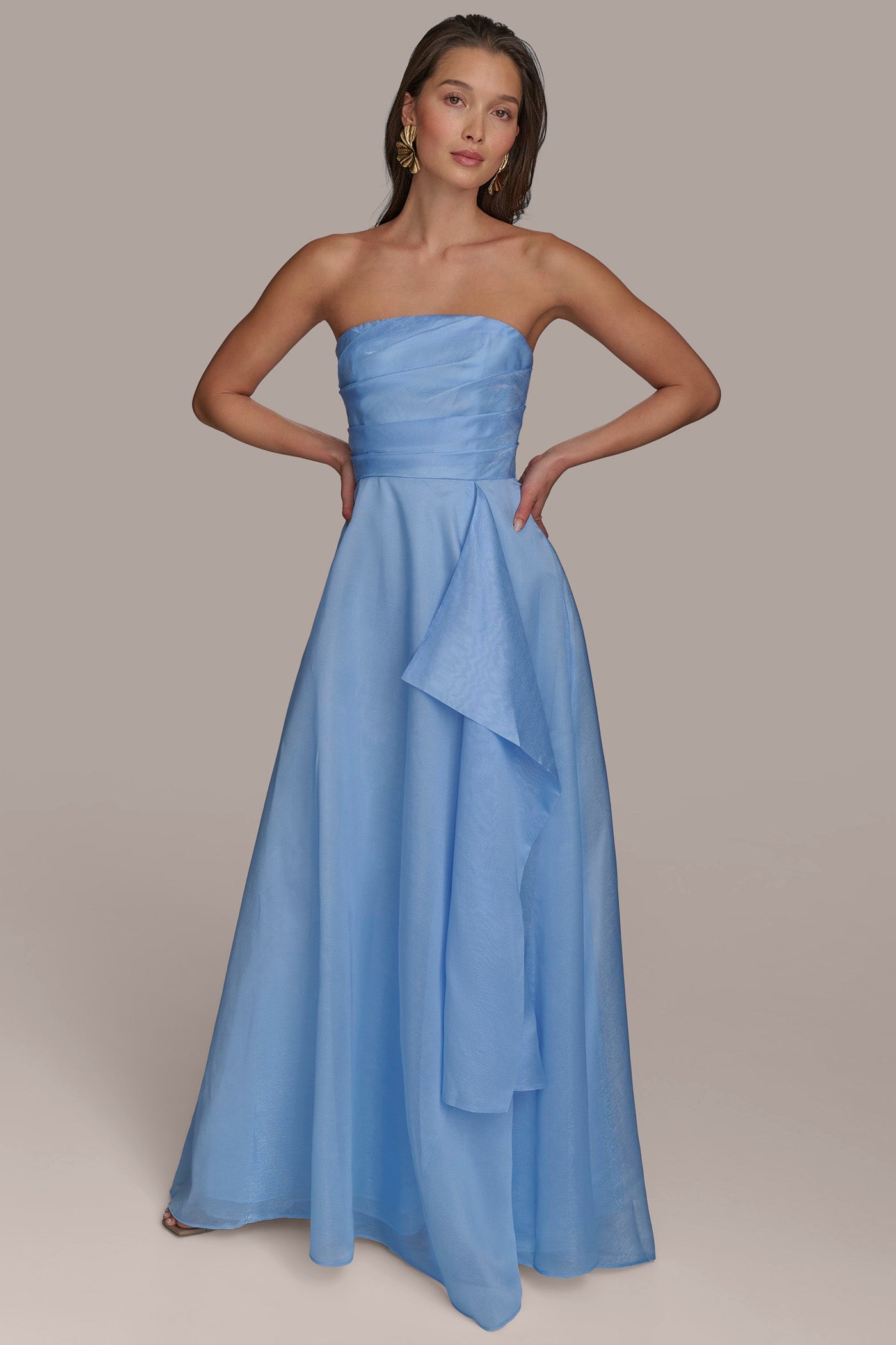 cielo ORGANZA STRAPLESS CASCADING GOWN Donna Karan