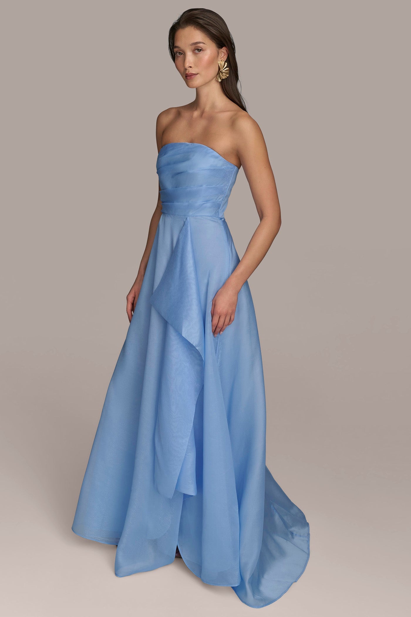 cielo ORGANZA STRAPLESS CASCADING GOWN Donna Karan