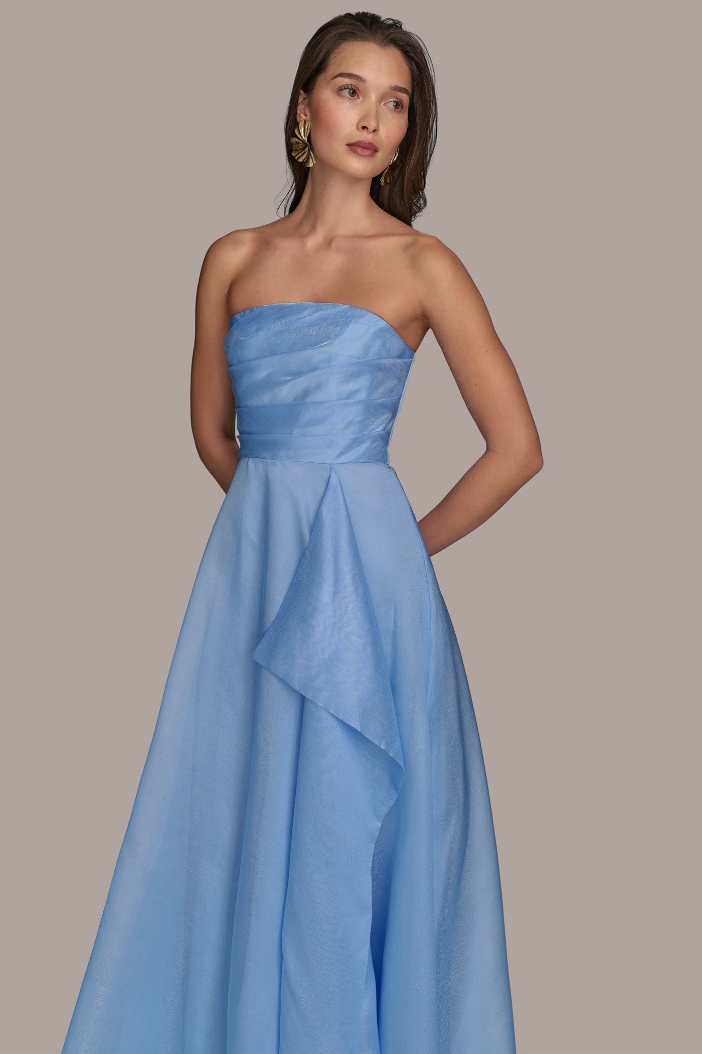 cielo ORGANZA STRAPLESS CASCADING GOWN Donna Karan