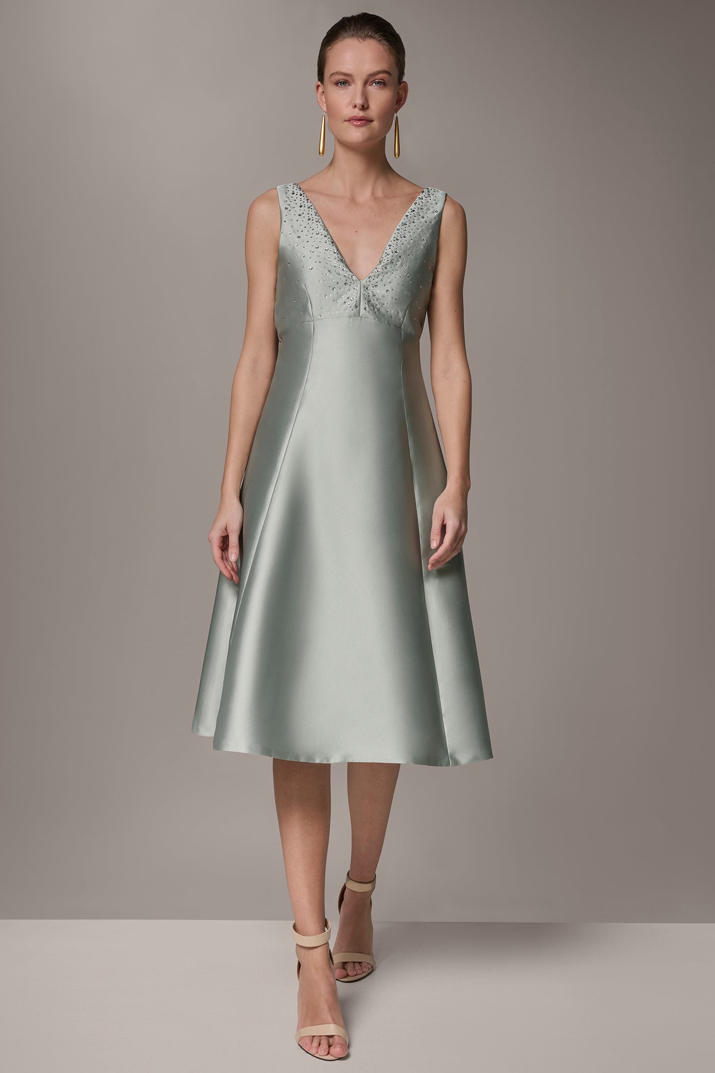 Blue Frost MIKADO CRYSTAL MIDI GOWN Donna Karan