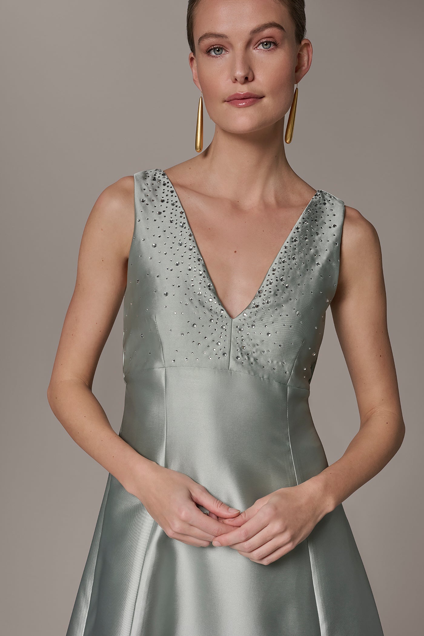 Blue Frost MIKADO CRYSTAL MIDI GOWN Donna Karan