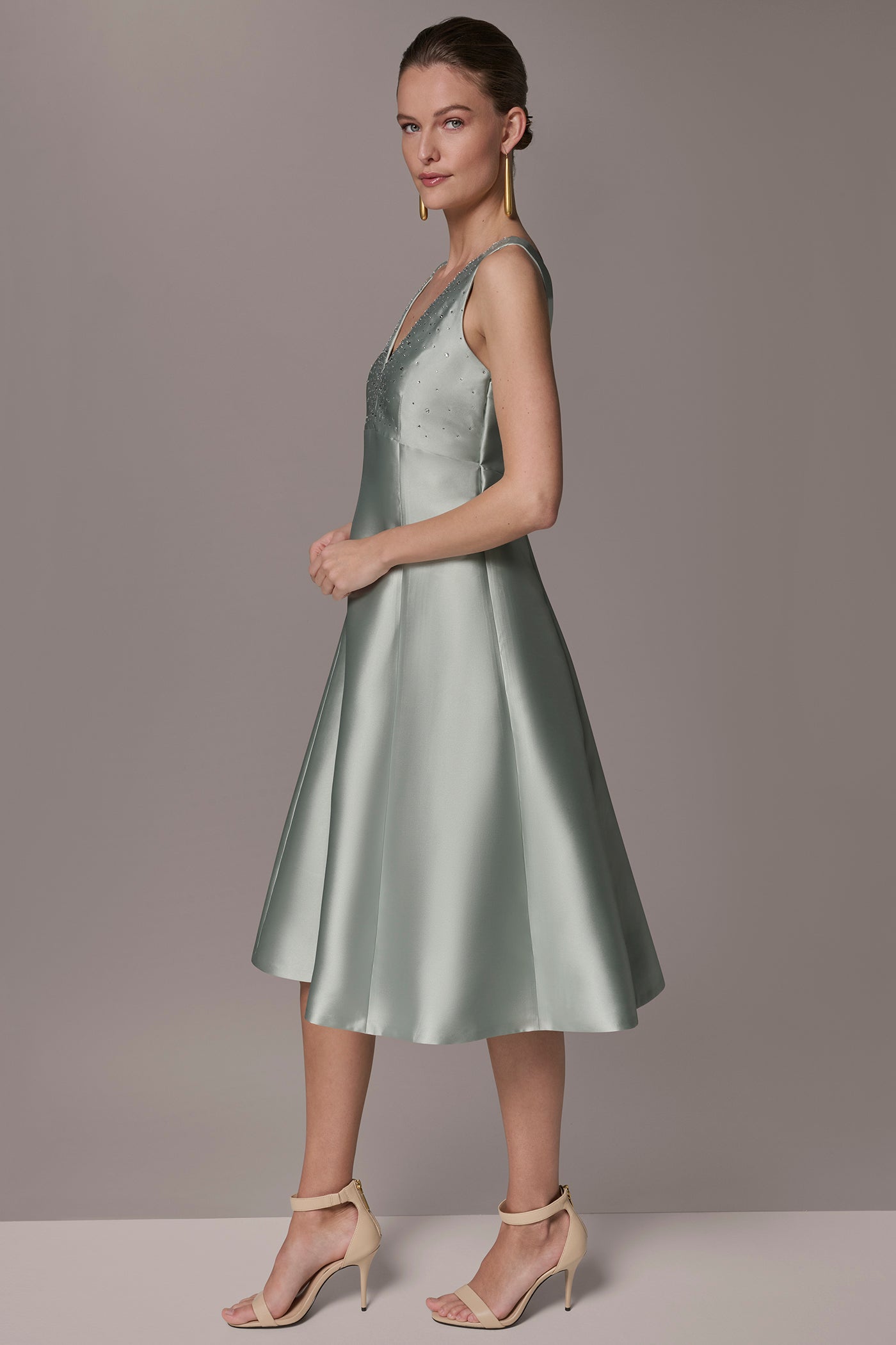 Blue Frost MIKADO CRYSTAL MIDI GOWN Donna Karan