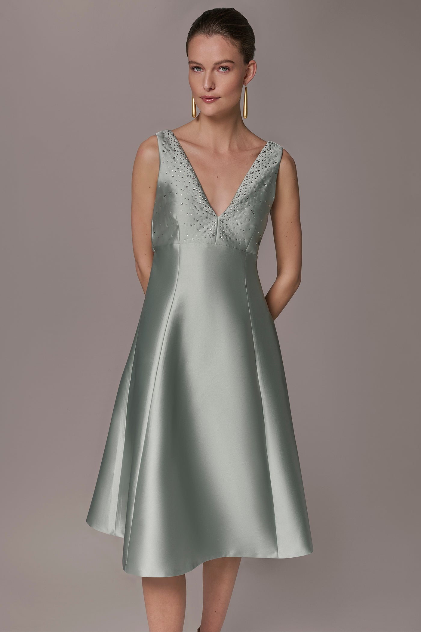 Blue Frost MIKADO CRYSTAL MIDI GOWN Donna Karan