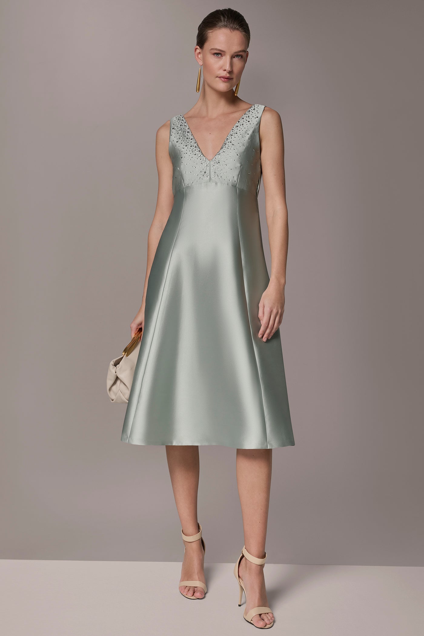 Blue Frost MIKADO CRYSTAL MIDI GOWN Donna Karan