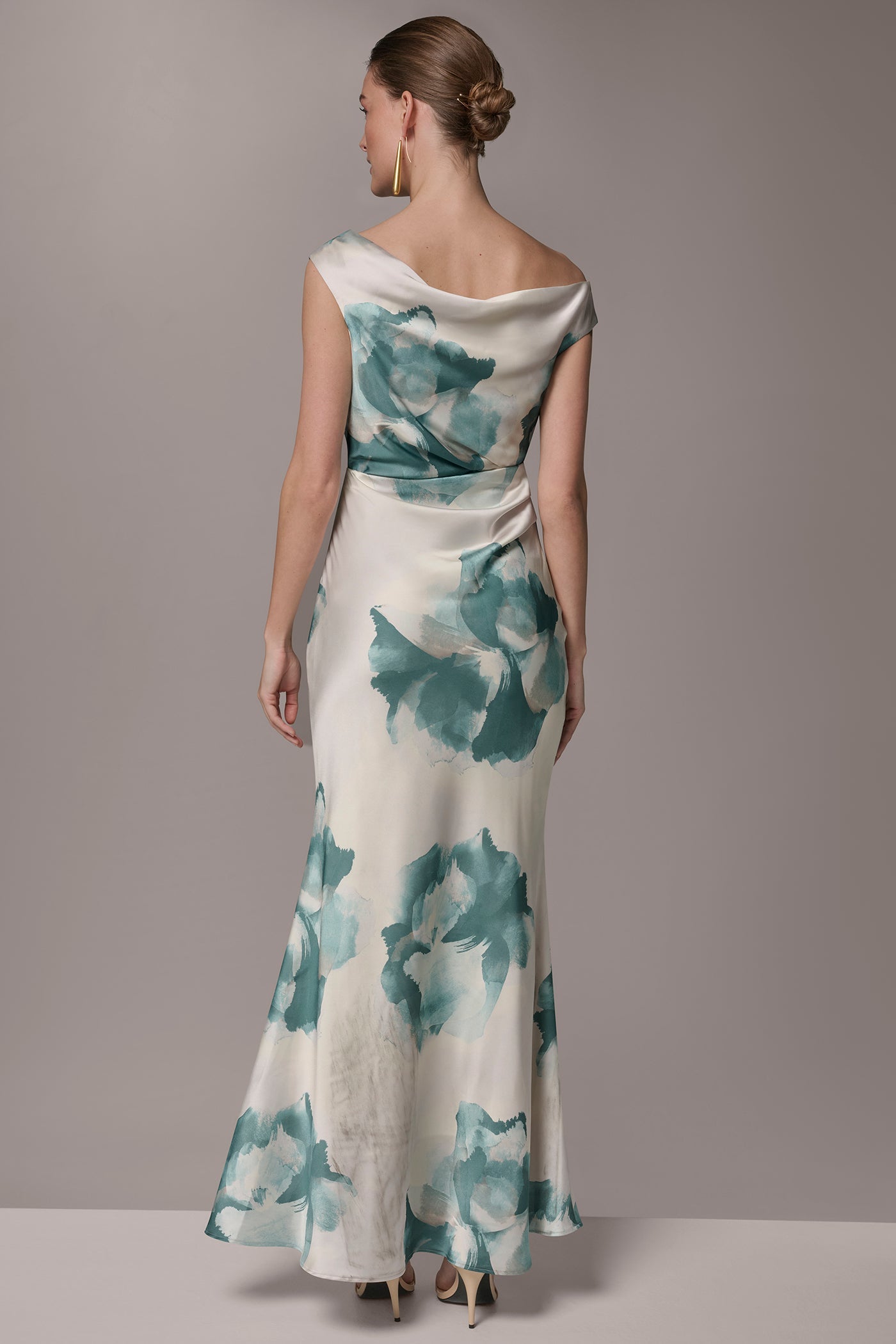 Waterlily Multi CHARMEUSE FLORAL GOWN Donna Karan