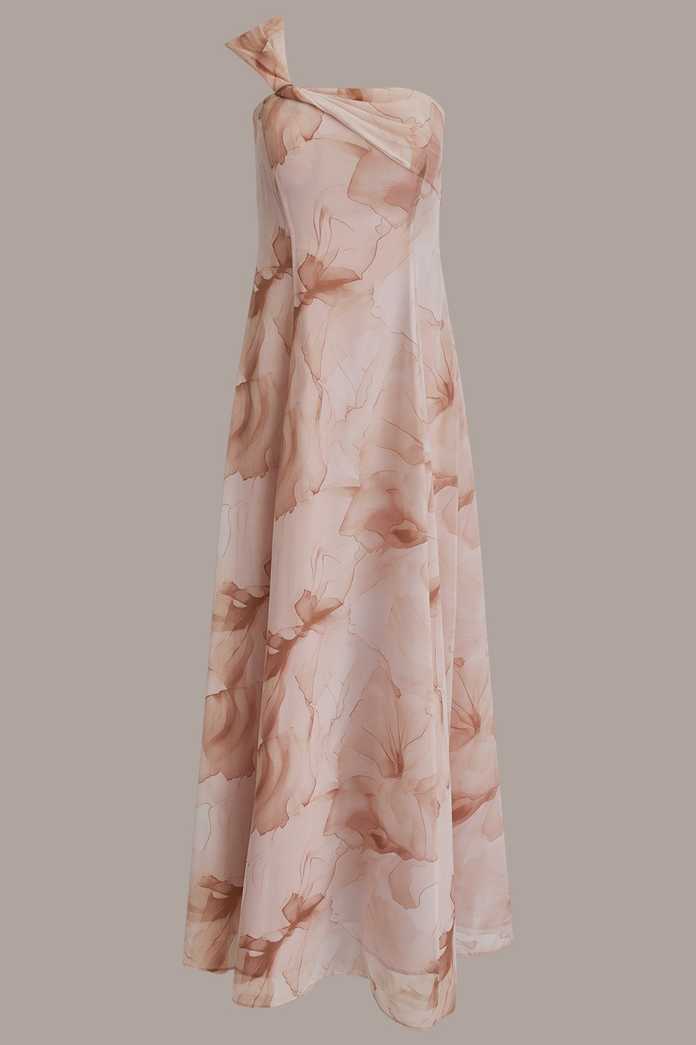 Umbria Multi CHIFFON FLORAL ONE-SHOULDER TWIST BALL GOWN Donna Karan