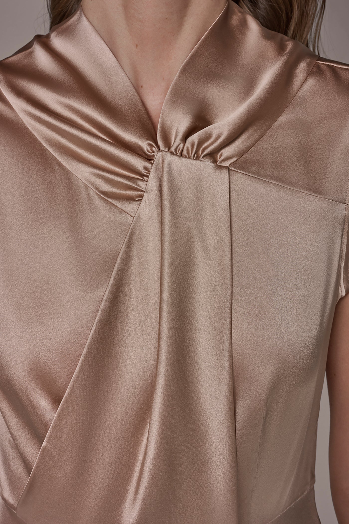 Snow Petal SILK-CHARMEUSE MIDI A-LINE DRESS Donna Karan
