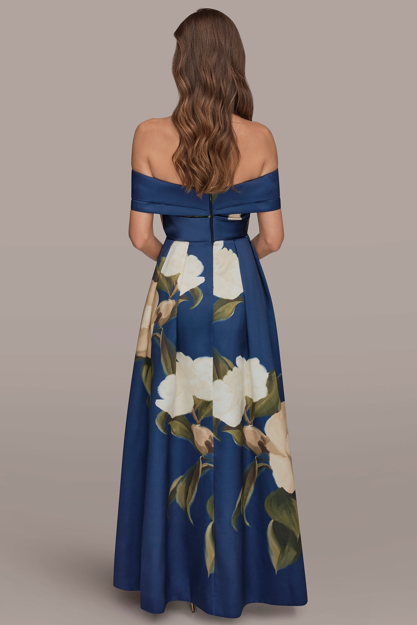 Ink Multi MIKADO FLORAL OFF-THE-SHOULDER BALL GOWN Donna Karan