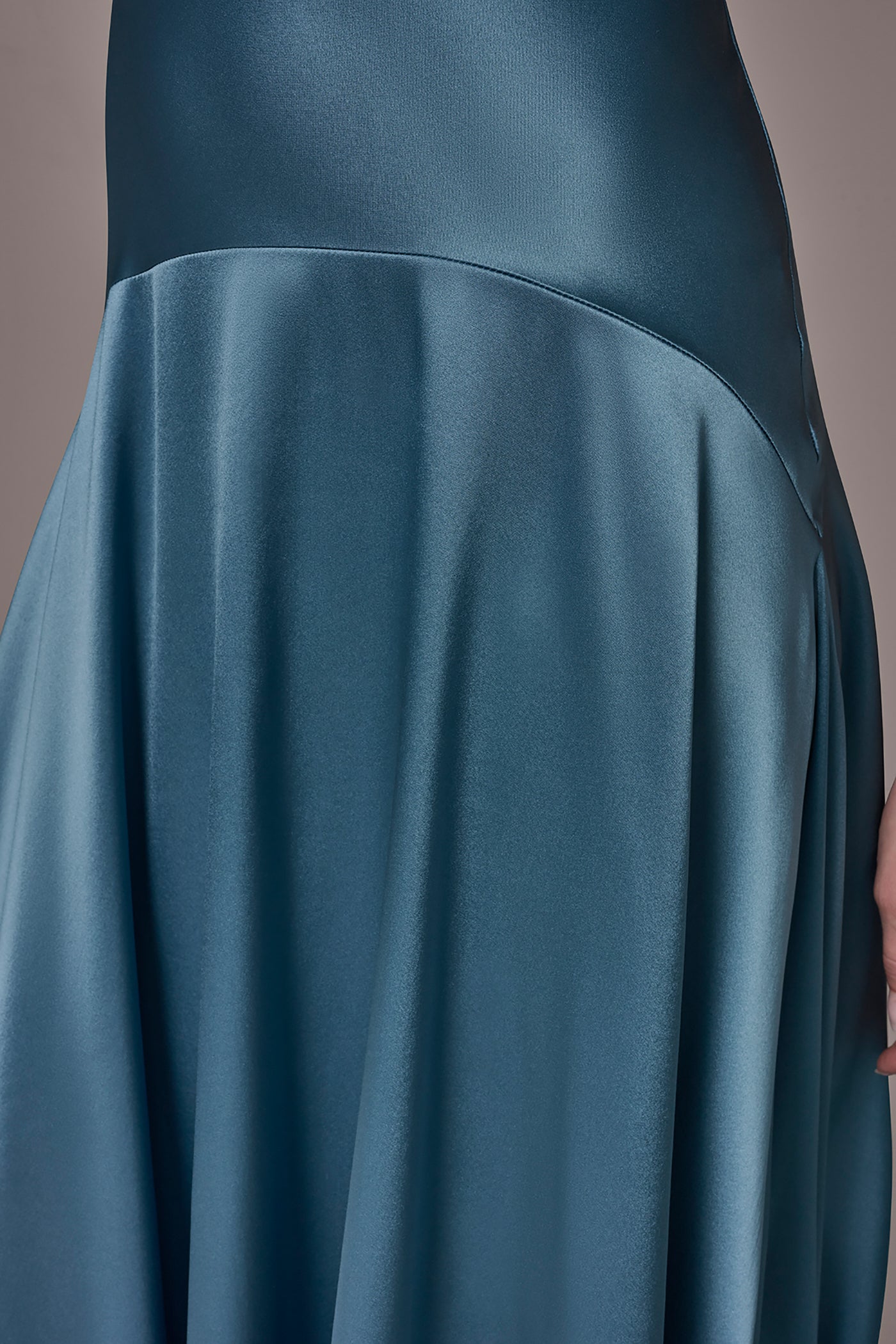 Washed Indigo SILK-CHARMEUSE MIDI A-LINE DRESS Donna Karan