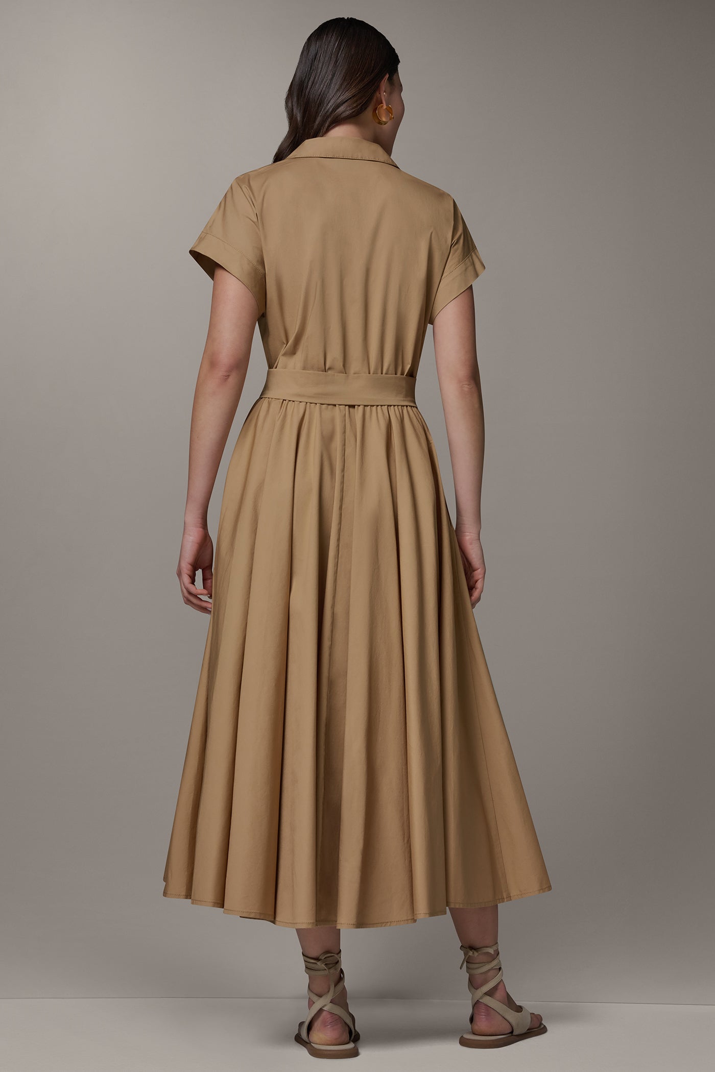 Fawn SHORT SLEEVE TIE FRONT MAXI SHIRT DRESS Donna Karan