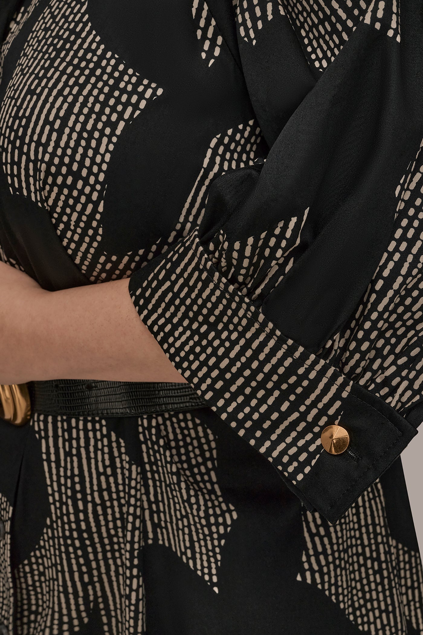 Black COTTON FLORAL MIDI SHIRT DRESS Donna Karan