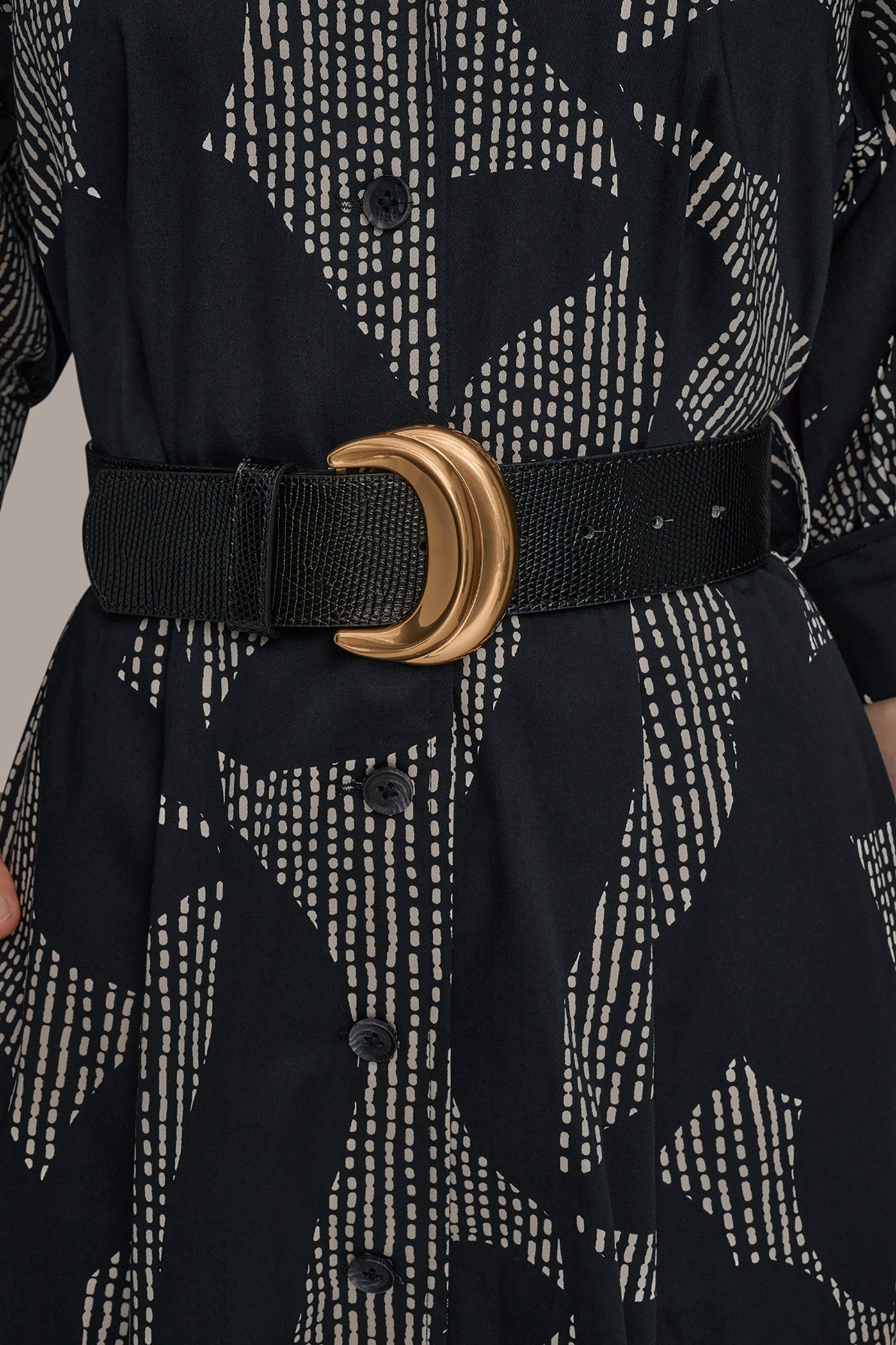 Black COTTON FLORAL MIDI SHIRT DRESS Donna Karan