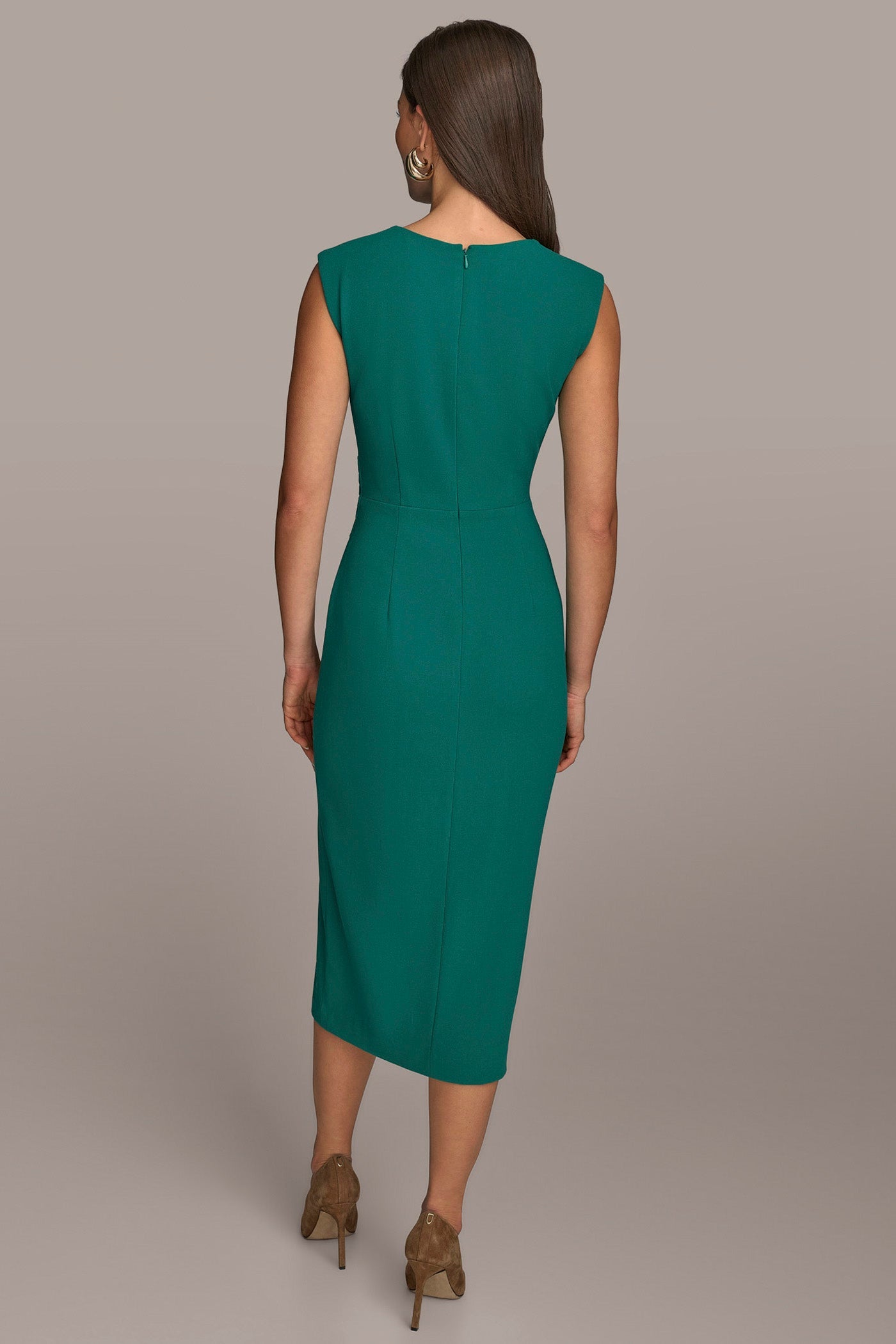 LAWN TWIST WAIST MIDI SHEATH DRESS Donna Karan