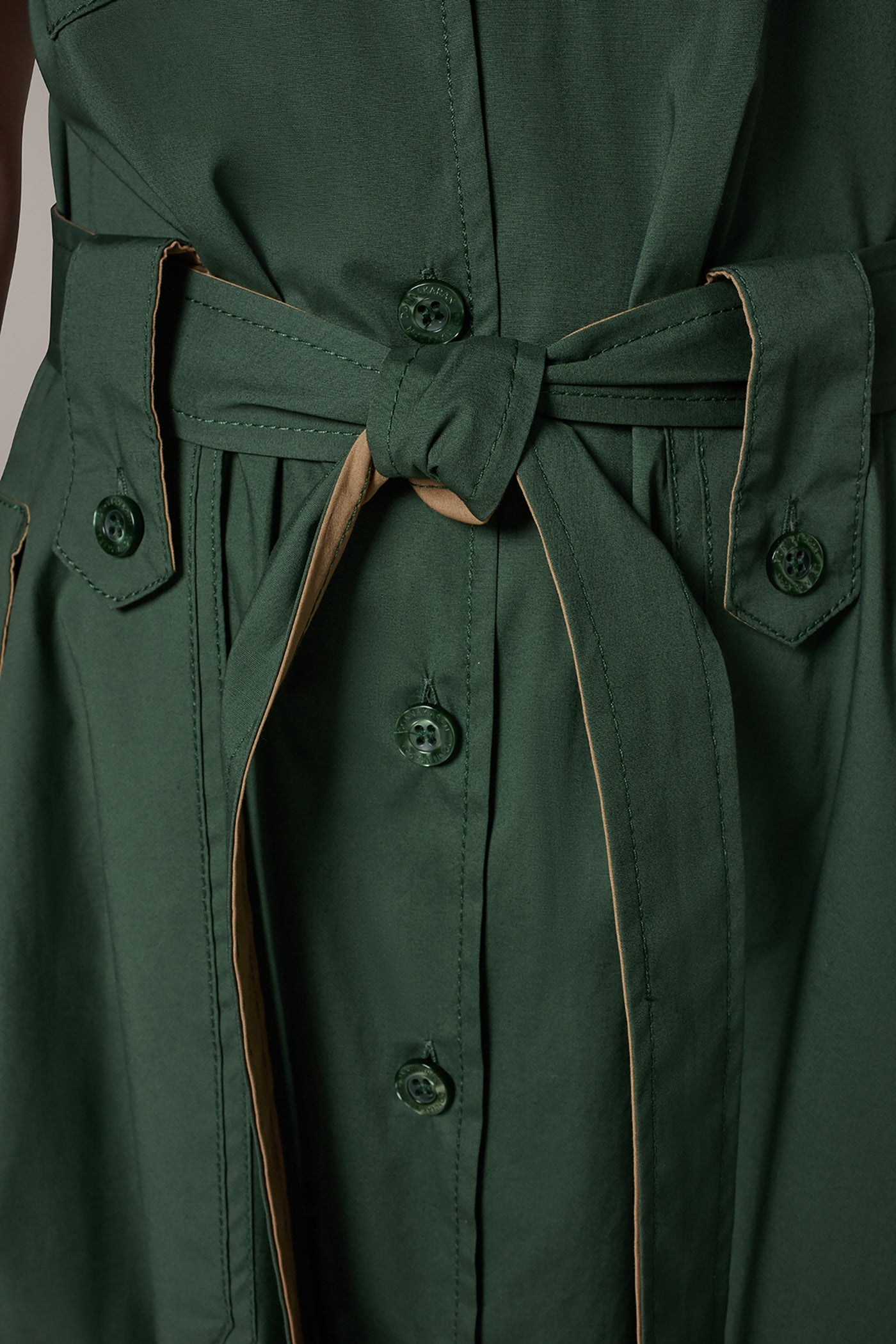 Verde/Fawn SHORT SLEEVE MIDI SHIRT DRESS Donna Karan